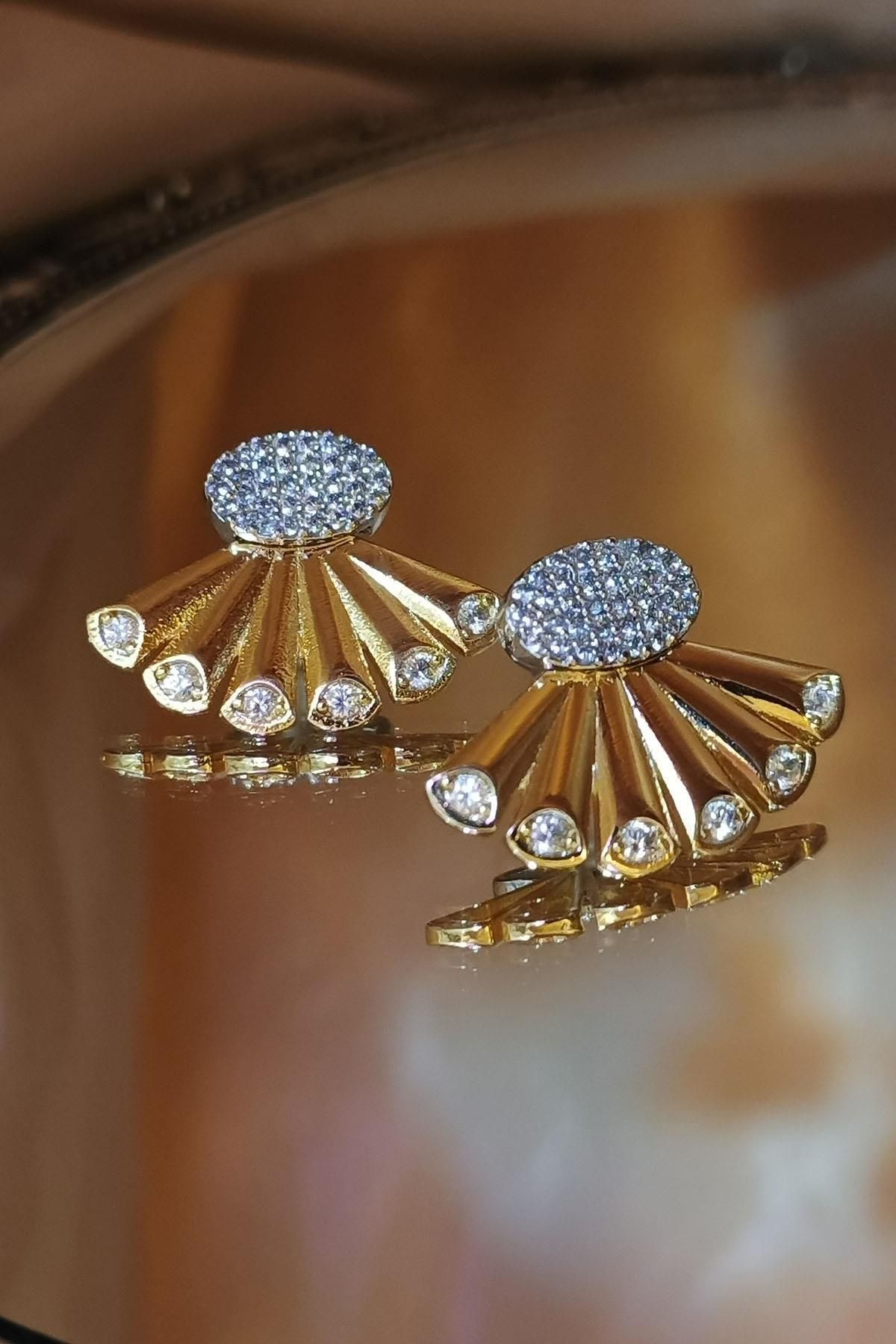 Eswomes Yelppaze Model Küpe Gümüş, Gold