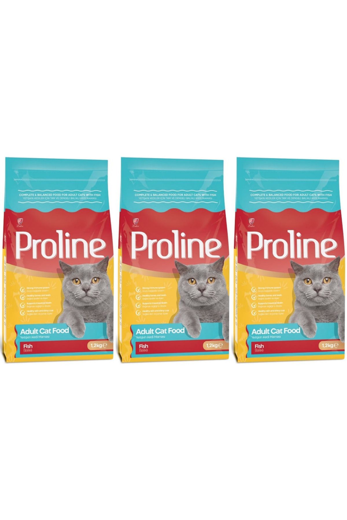 Pro Line Balık&Pirinç Yetişkin Kedi Maması 1,2kg - 3 Paket