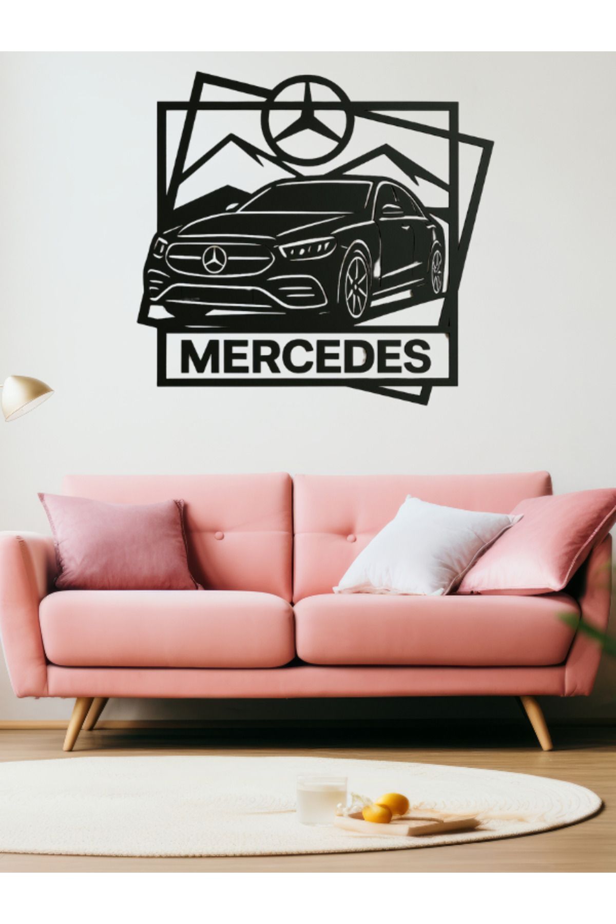 TechnoLoby Mercedes Dekoratif Siyah Metal Duvar Tablosu (1,5 mm kalınlık & 75 cm X 75 cm)
