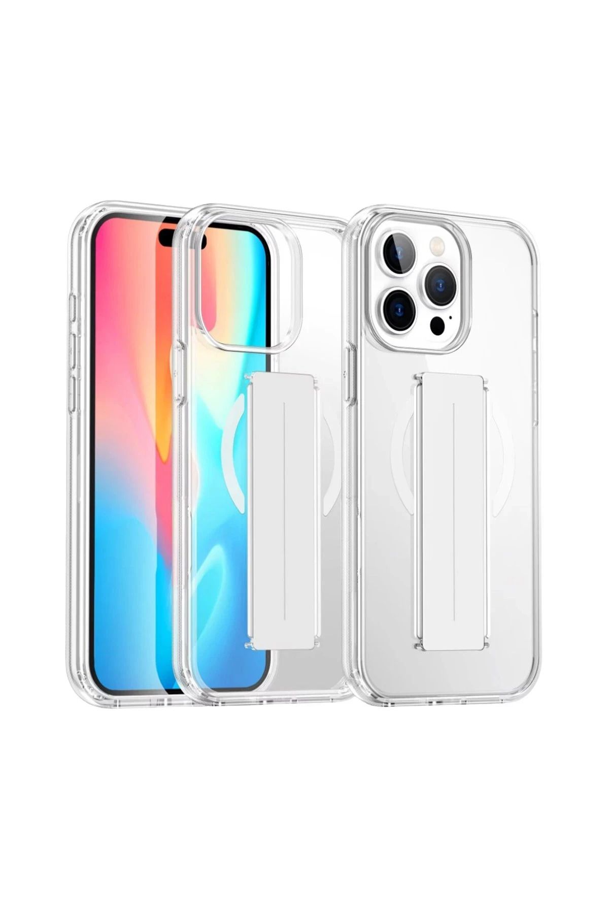 CepteToptan Joko iPhone 15 Pro Max Kılıf Alfa Magsafe Standlı Kapak - Şeffaf