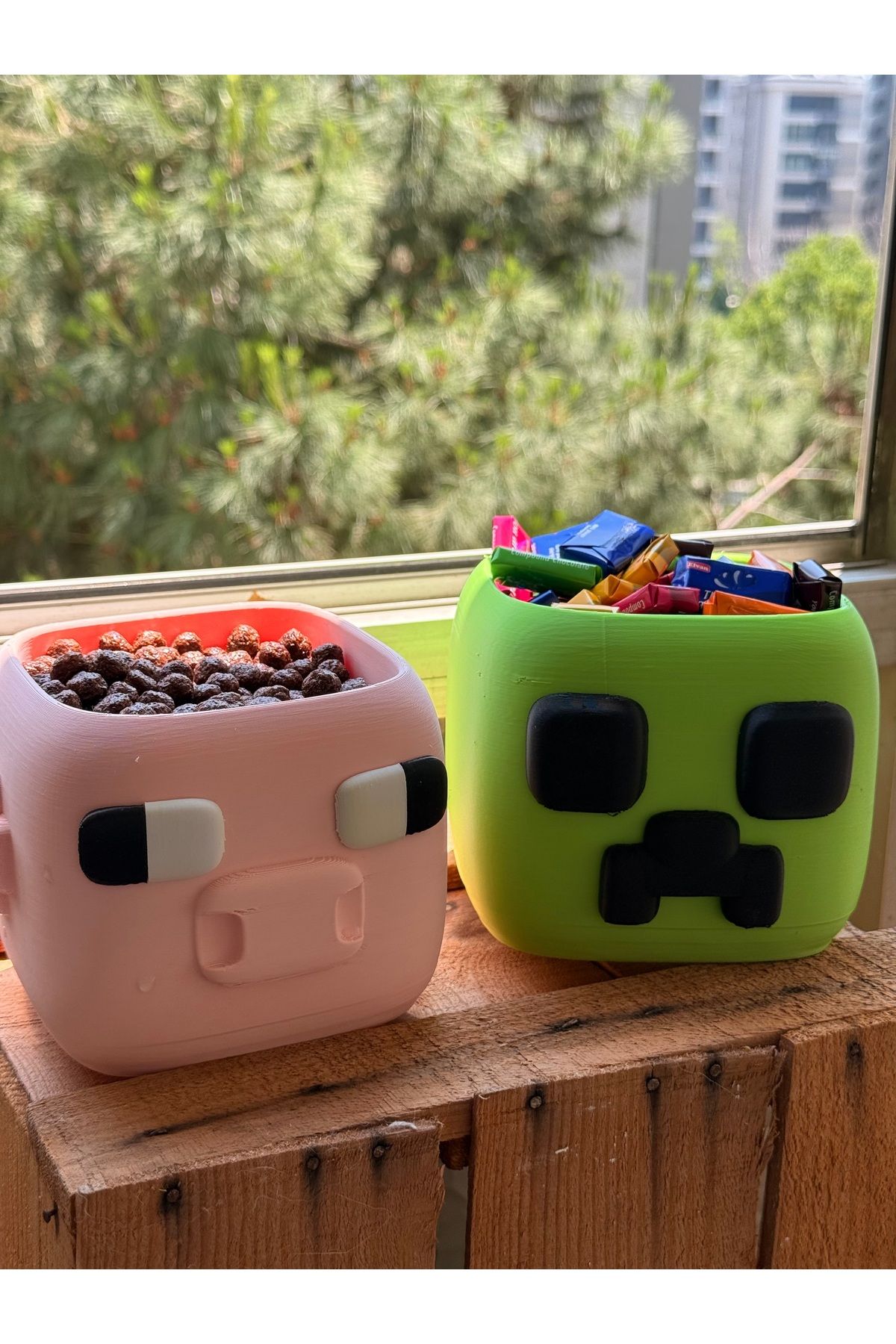 Chamelon Studio Minecraft Temalı 2’li Şekerlik & Kase Seti | Creeper ve Pig Tasarımı |
