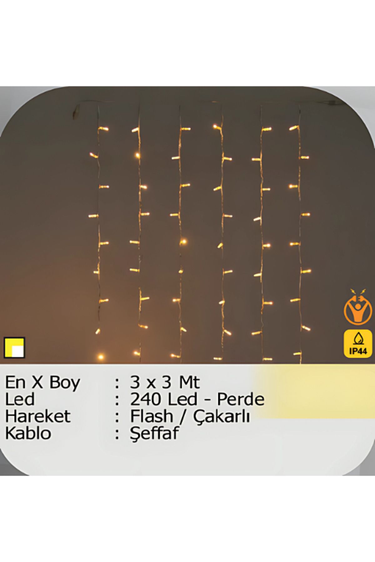 ELKHOUSE ElektrikHouse LED Peri Işığı 240 LED PERDE 3X3 METRE FLASHÇAKARLI 1,246