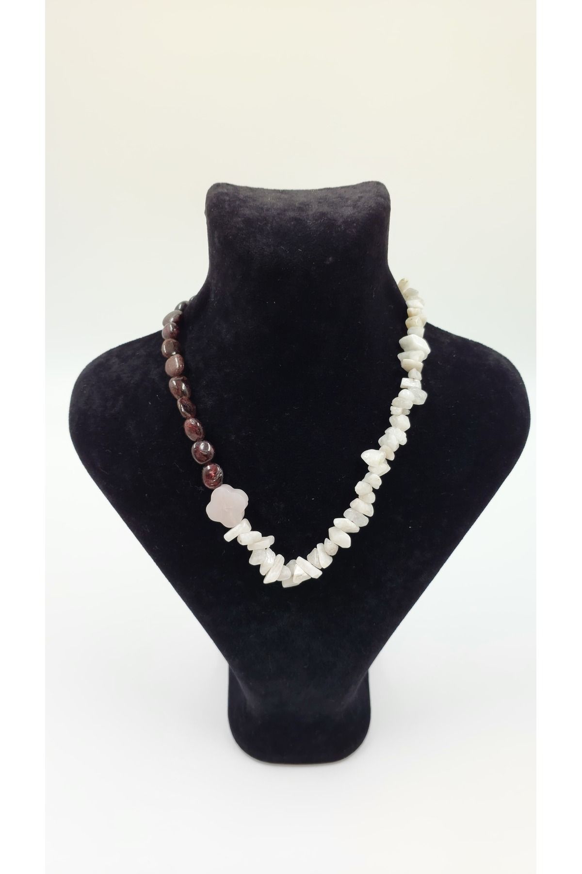 R G Handmade Design Aşkın ve Korumanın Sırrı – Aytaşı, Pembe Kuvars & Garnet Doğal Taş El Yapımı Kolyesi