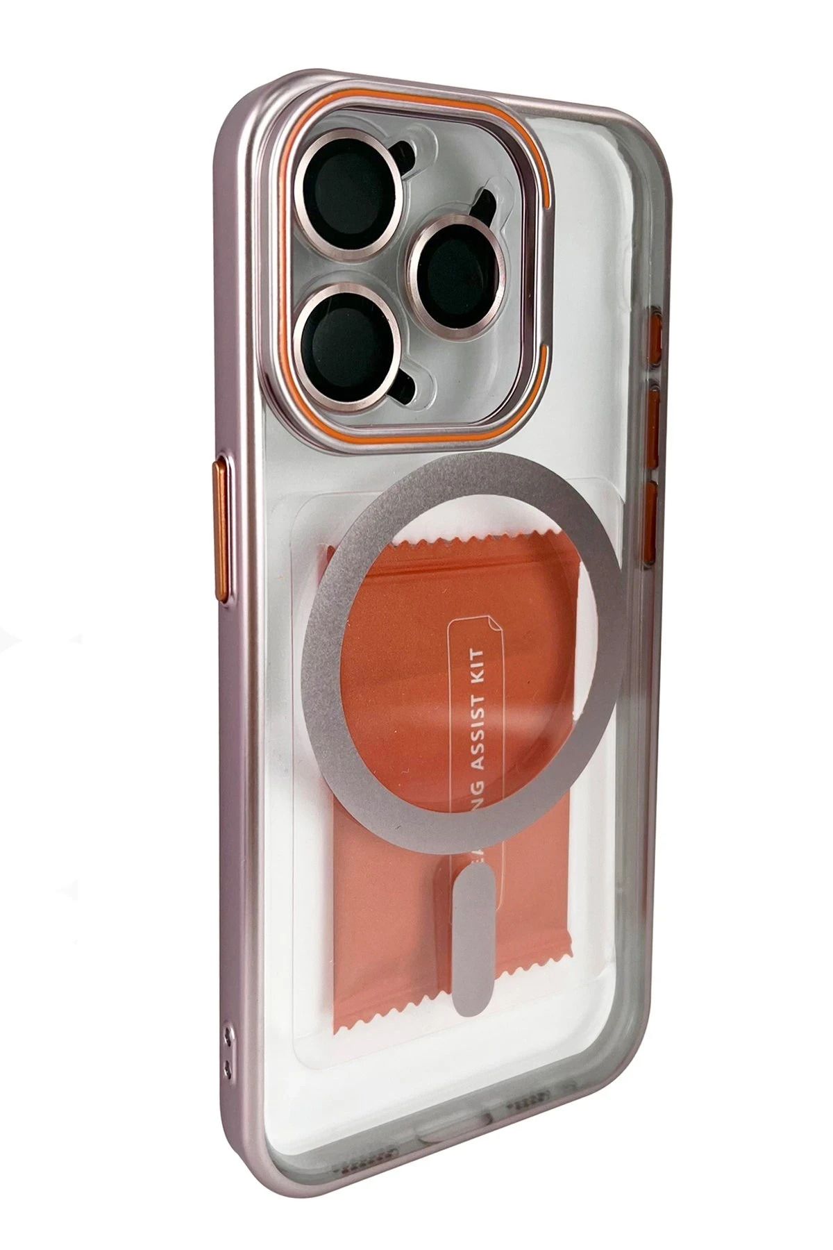 CepteToptan Joko iPhone 14 Pro Crown Lens Standlı Magsafe Kapak - Pembe