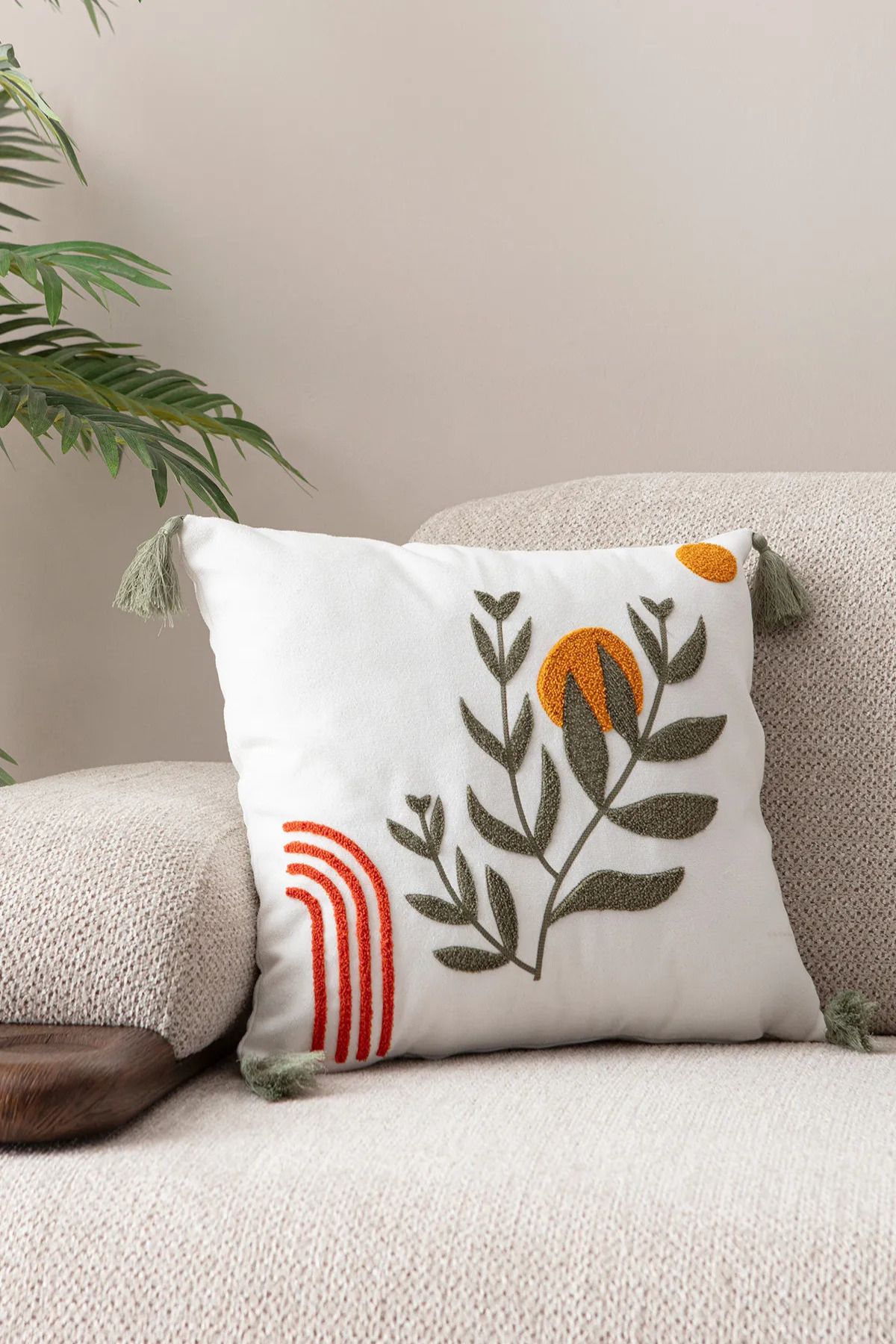 BUGİ HOME COLLECTİON Comfort Punch Desenli Kırlent Kılıfı Kare Dekoratif Bohem Nakışlı Koltuk Yastık Kılıfı panç 45x45