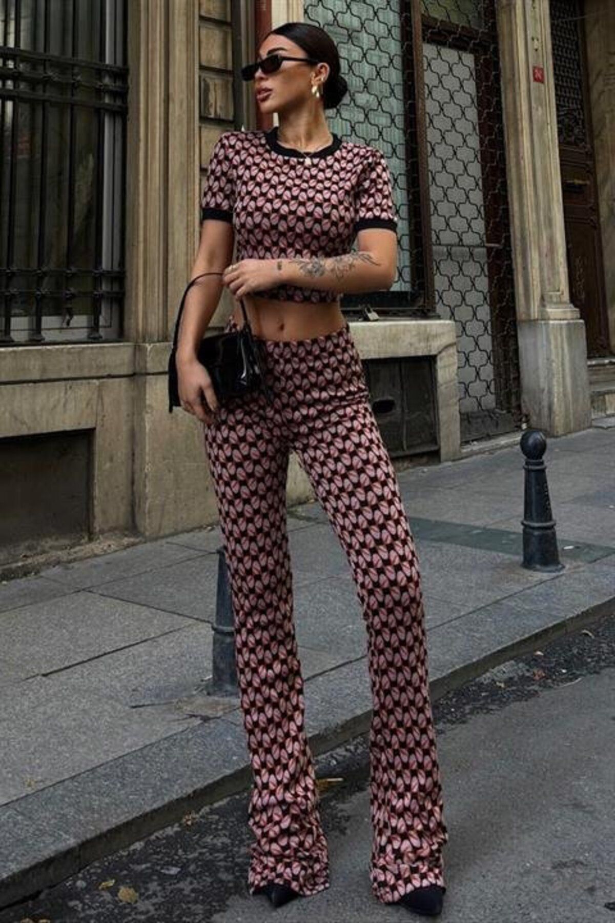 DEAG Brenda Desenli Crop Takım 9019-08