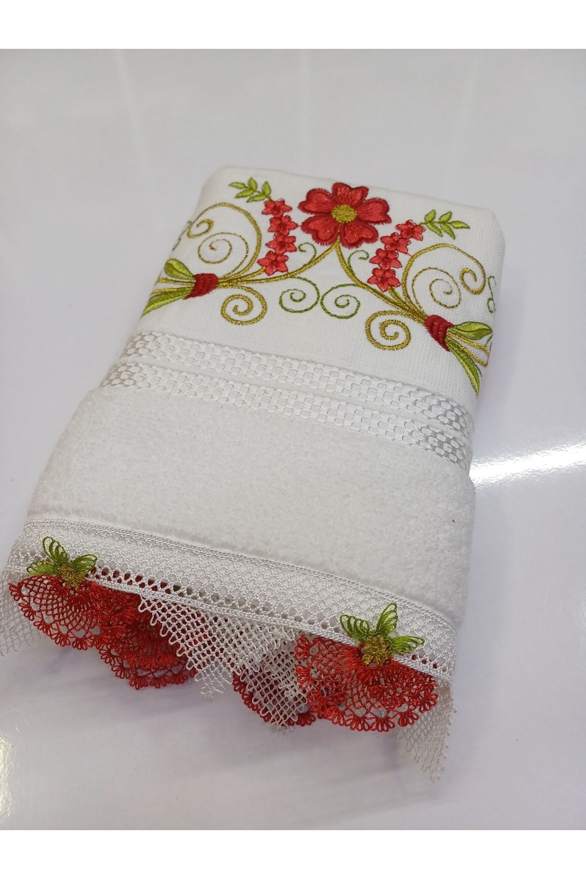 Butik El örgüsü oyalı el havlusu
