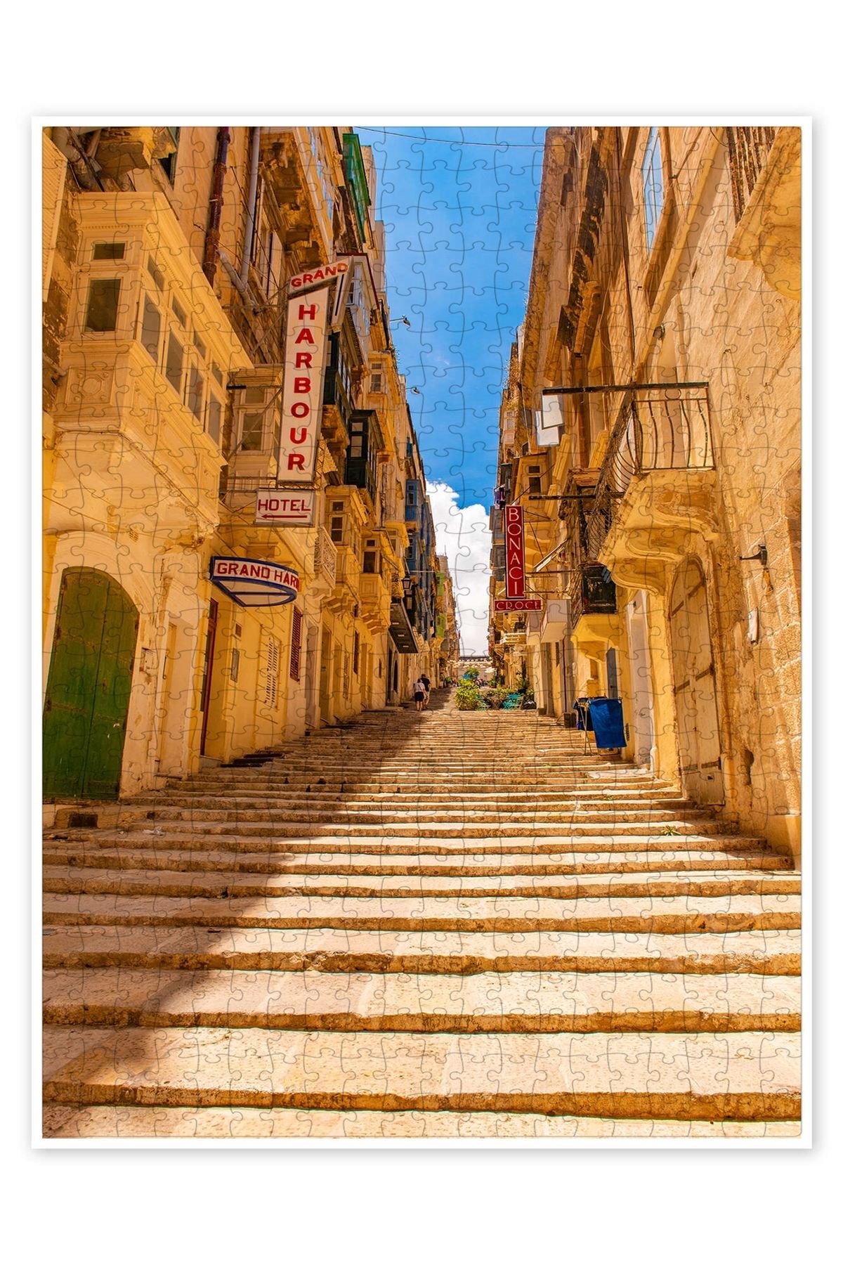 Jeronkarji Malta Valletta Eski Kentindeki Merdiven 500 Parça Puzzle Yapboz Şehir Manzara Temalı Hobilik