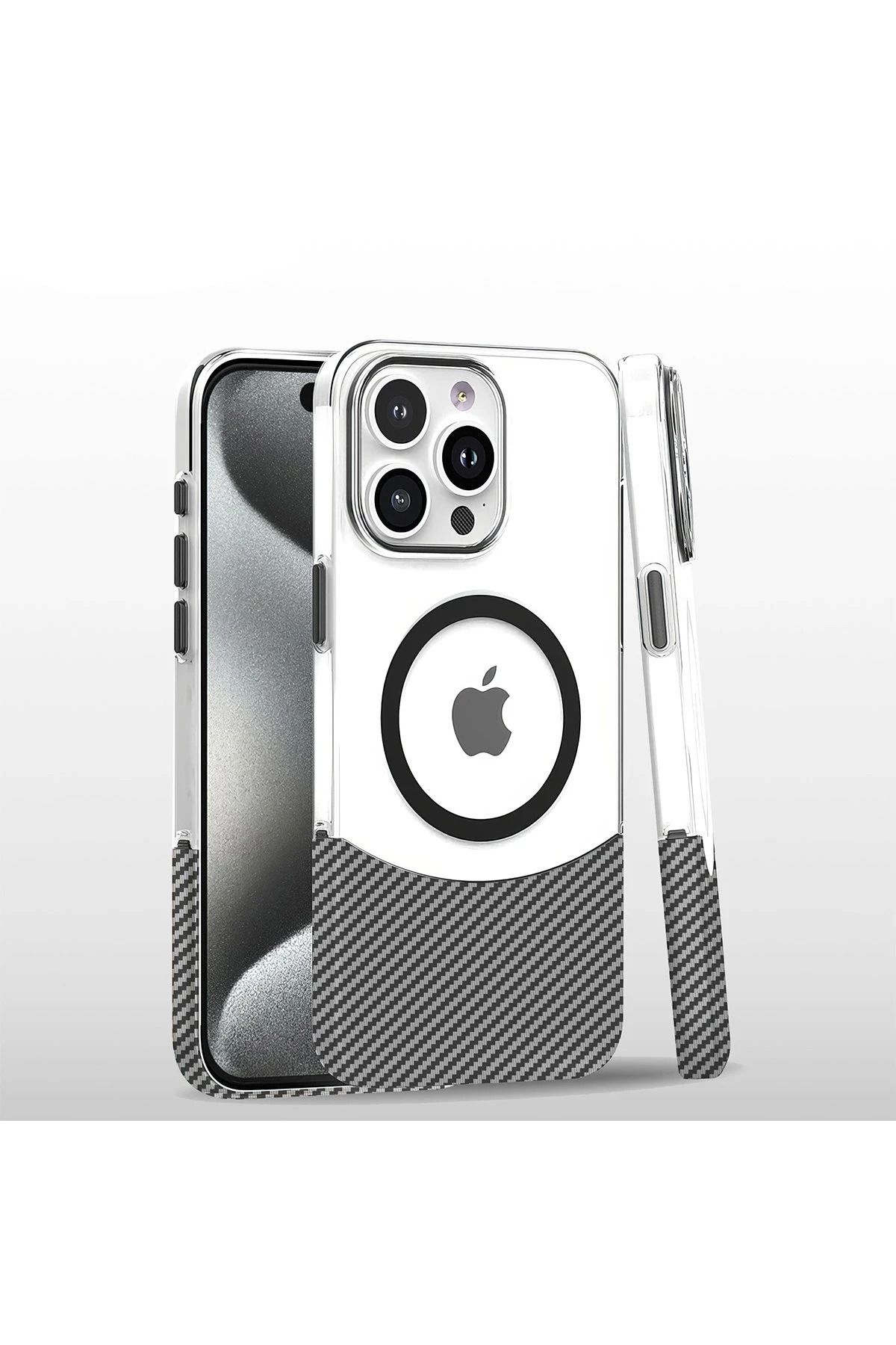 CepteToptan Joko iPhone 16 Pro Carbon Puzzle Magsafe Kapak - Beyaz