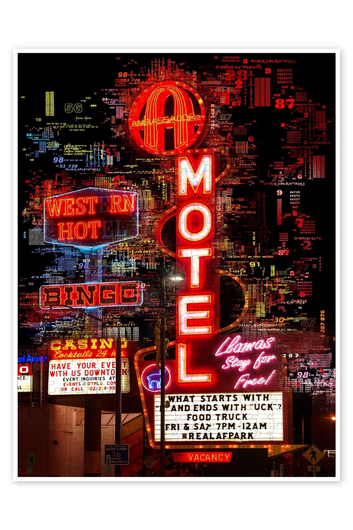 Jeronkarji Sayılar - Vegas 500 Parça Puzzle Yapboz Şehir Manzara Temalı Hobilik