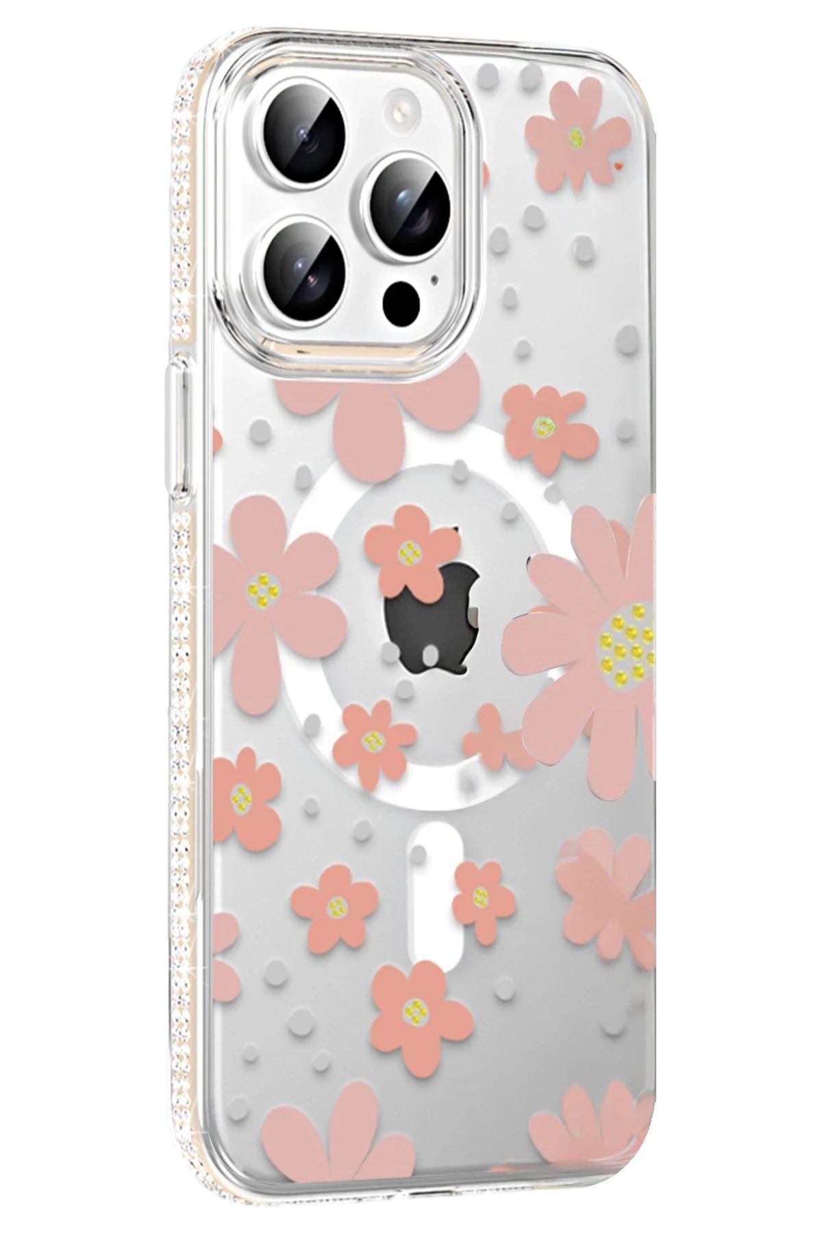 CepteToptan Joko Apple iPhone 15 Pro Max Floral Magsafe Kapak - Pembe