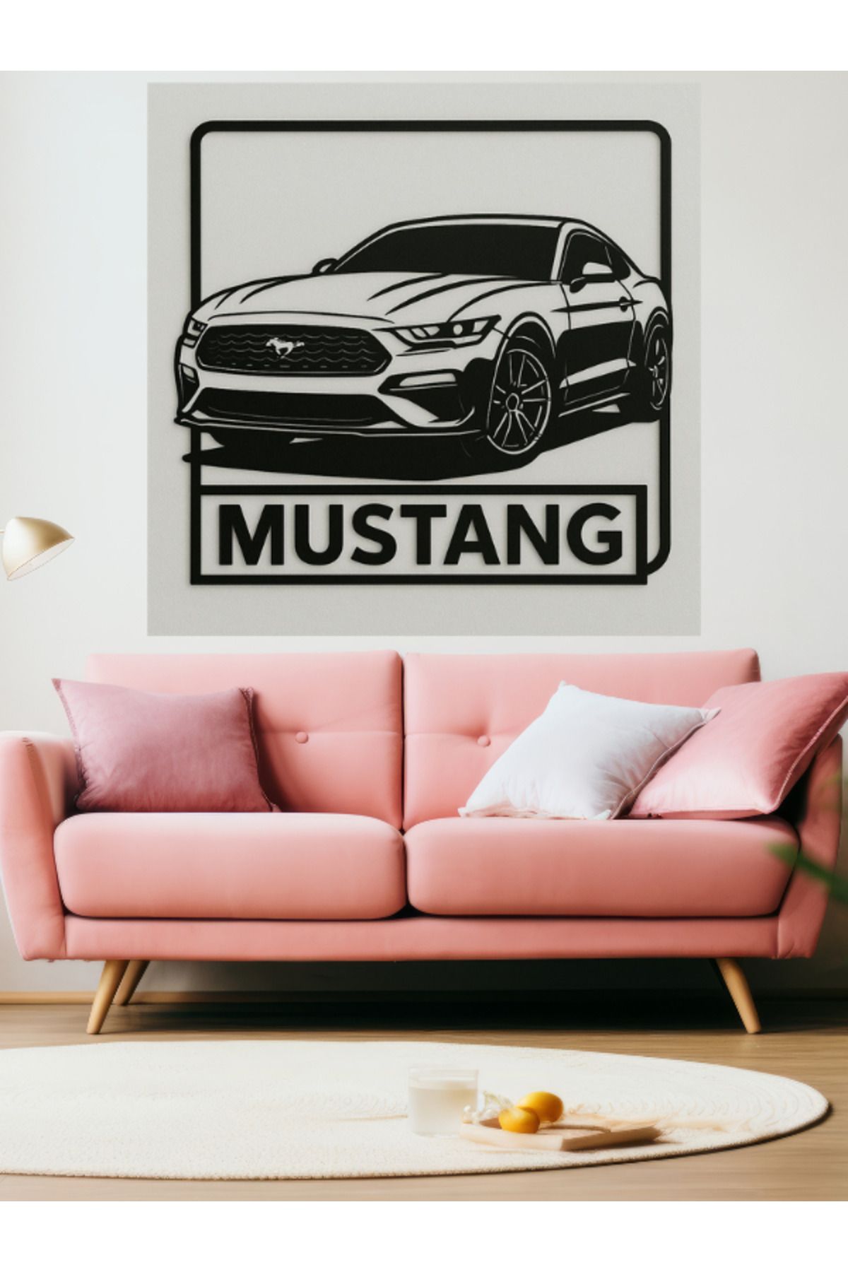 TechnoLoby FORD MUSTANG Dekoratif Siyah Metal Duvar Tablosu (1,5 mm kalınlık & 75 cm X 75 cm)