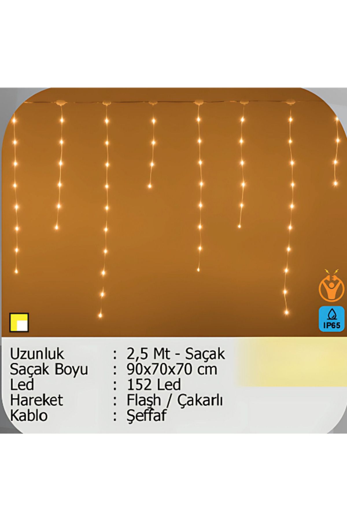 ELKHOUSE ElektrikHouse LED Peri Işığı 152 LED SAÇAK 90x70x70 cm SAÇAK FLASH/ÇAKARLI 2,5 metre