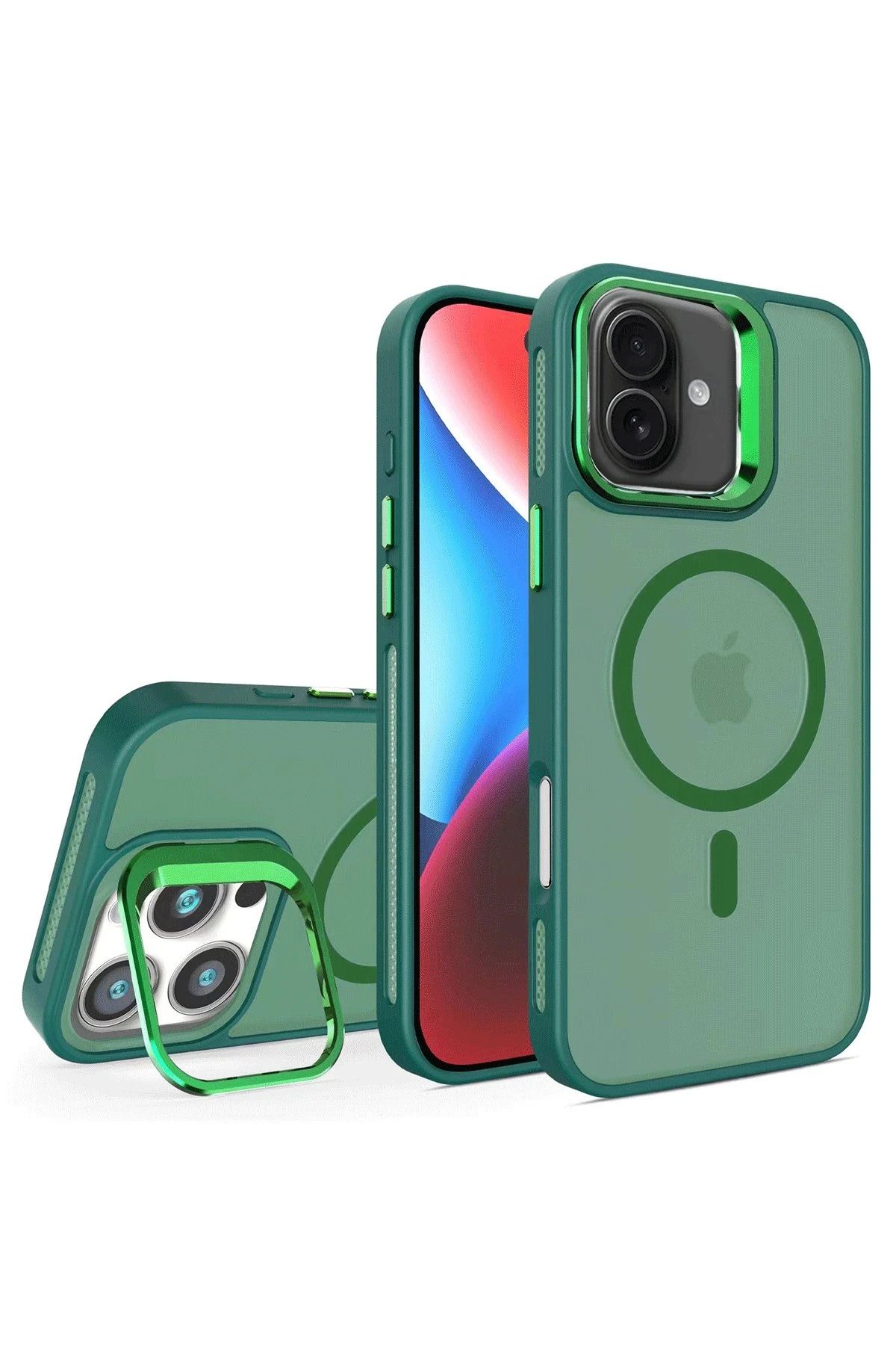 CepteToptan Joko iPhone 16 Plus Flet Lens Magsafe Kapak - Koyu Yeşil