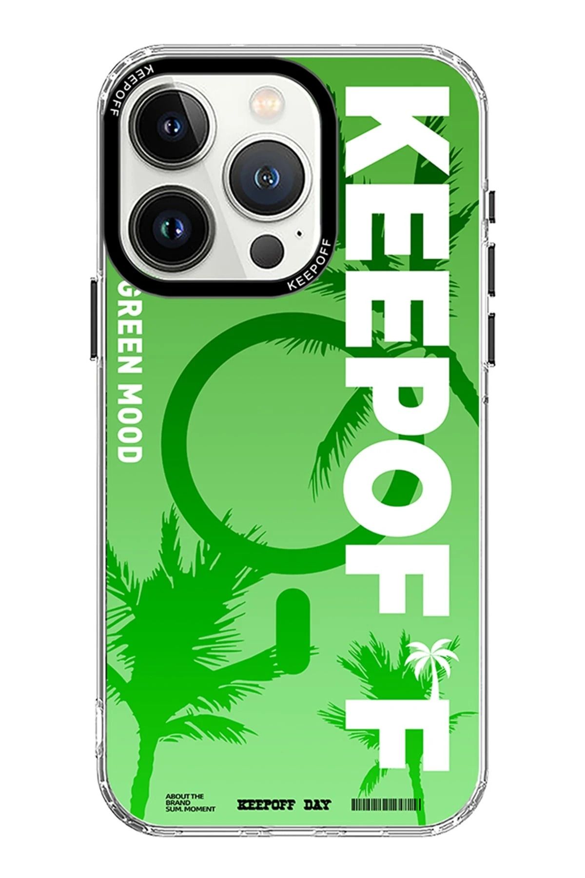 CepteToptan iPhone 15 Pro Summer Travel Magsafe Kapak - Green Mood