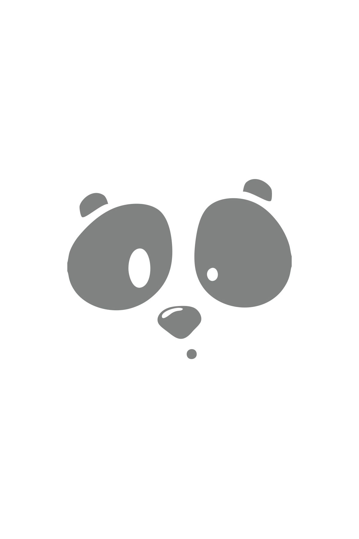 Reysa Tasarım Panda Surat Sticker 17x17 Cm Gri