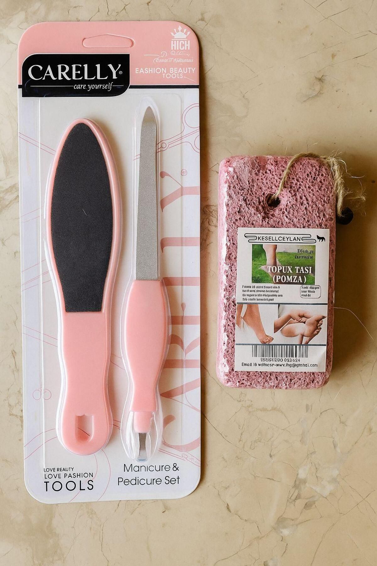 Fahra Natural Doğal Ponza Topuk Taşı + Manikür Pedikür Seti – 2'li Bakım Seti