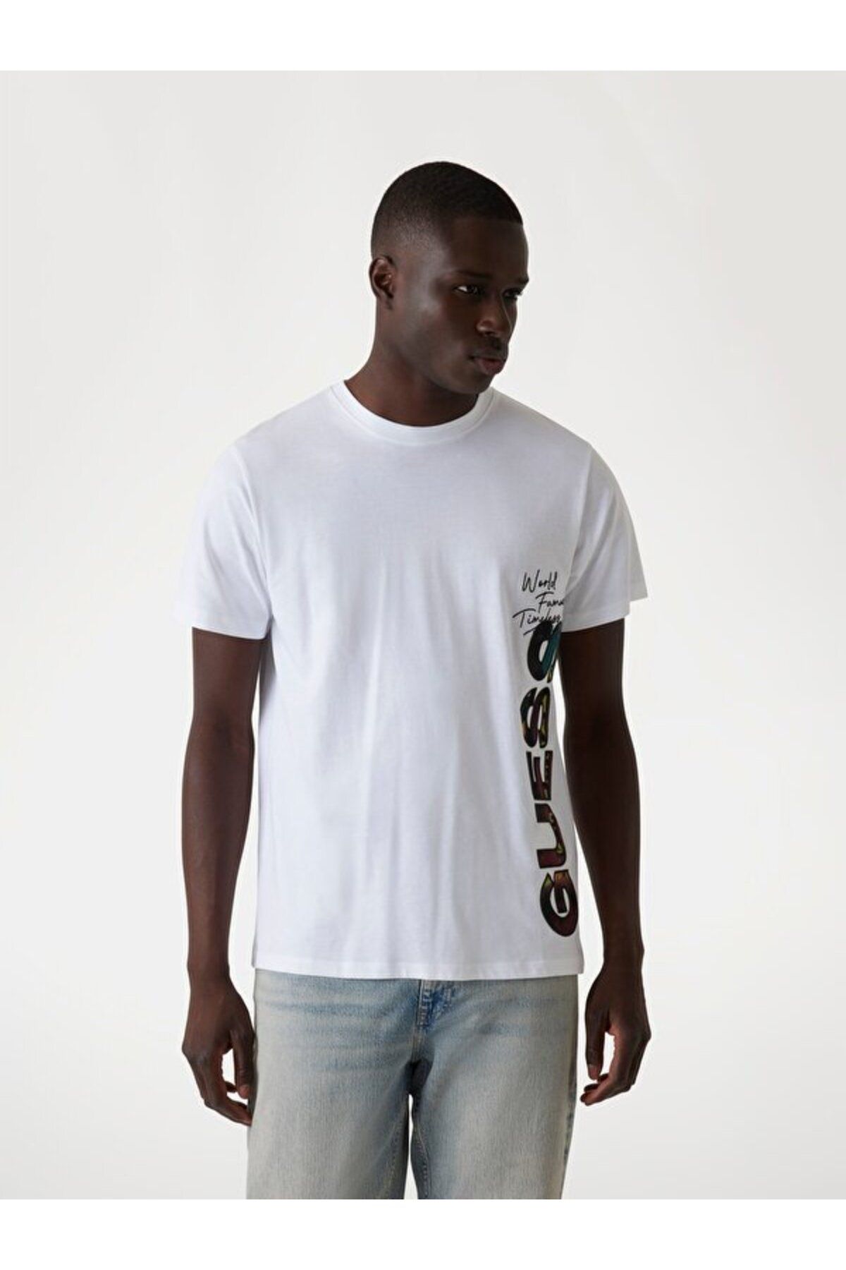 Guess Ss Cn Vertical Erkek Modal Karışımlı Regular Fit T-Shirt