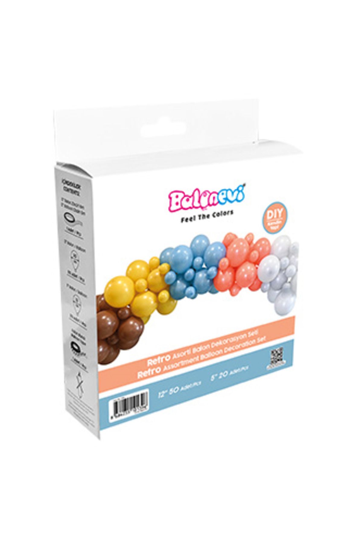BalonEvi Balon Dekorasyon Seti Retro Temalı 72 Parça