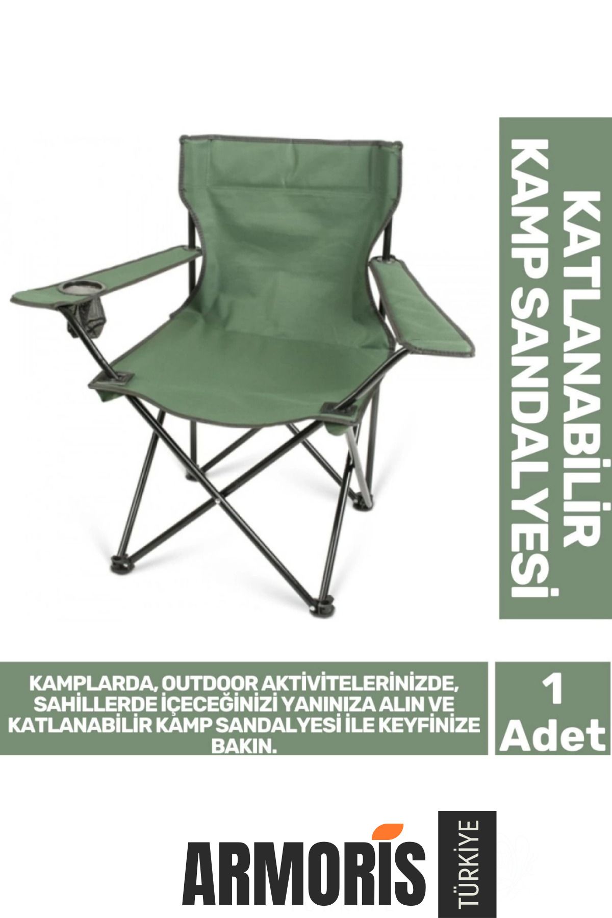 Armoris Yeni Kullanışlı 120 Kg Dayanıklı Çantalı Katlanabilir Taşıma Askılı Balıkçı Piknik Kamp Sandalyesi