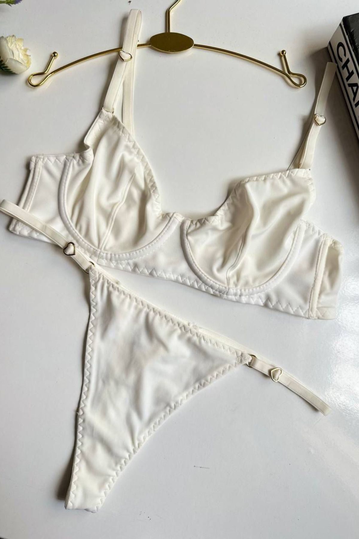 RosalynStore Rosalyn Minimal Saten Görünümlü Ayarlanabilir Sütyen Takımı