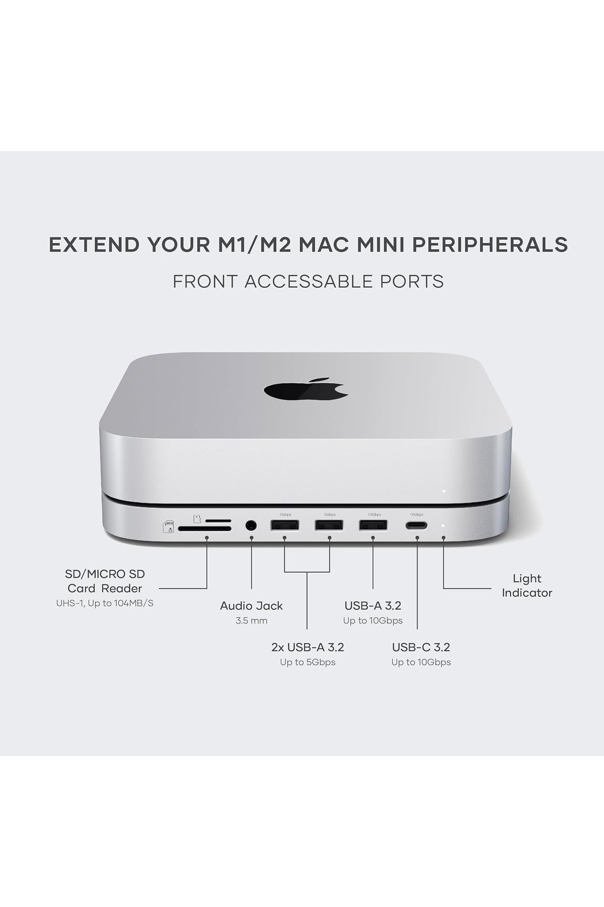 Satechi-Satechi Mac Mini Hub & Stand with SSD Enclosure for NVME/SATA M.2 5