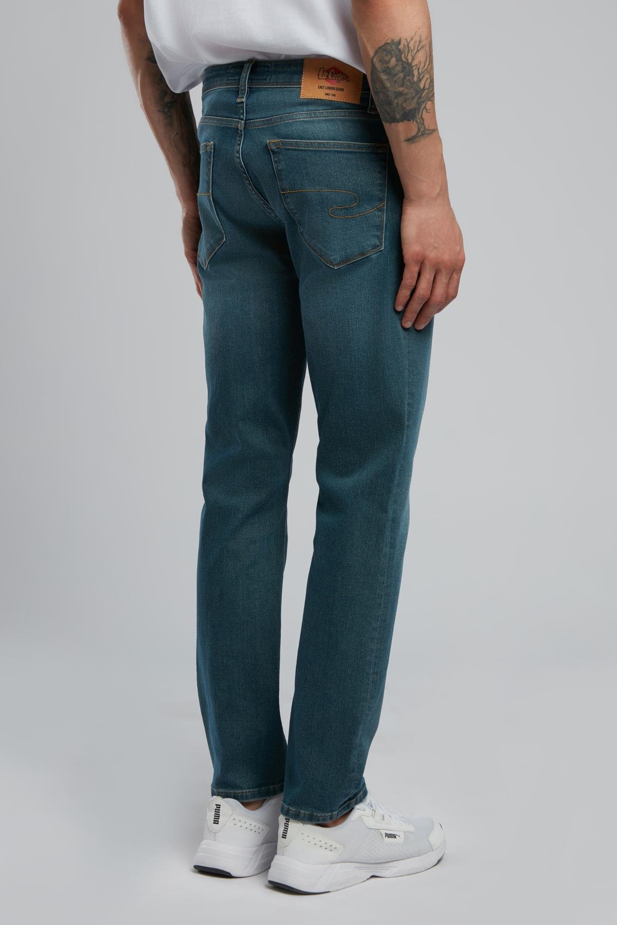 Lee Cooper Jagger Erkek Slım Straıght Dar Kesim Normal Bel Düz Paça Jean Pantolon Mavi görsel 4