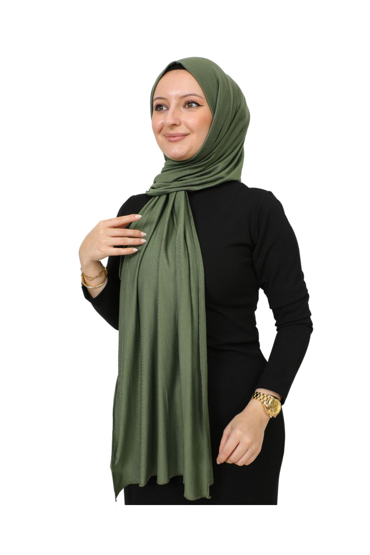 Modish Group Şal Tesettür Başörtüsü Premium Kumaş Eşarp Uzun Islami Giyim Viskon - Haki