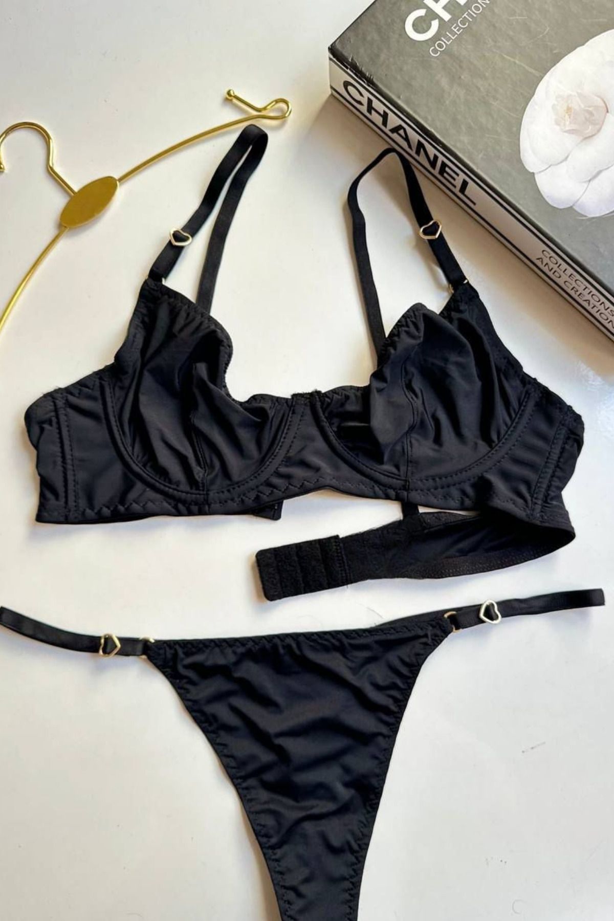 RosalynStore Rosalyn Minimal Saten Görünümlü Ayarlanabilir Sütyen Takımı
