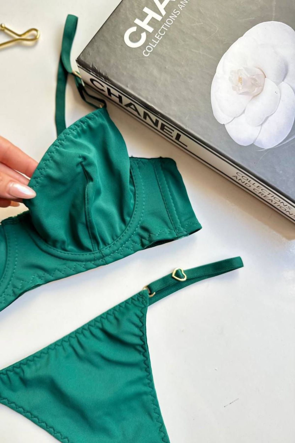 RosalynStore Rosalyn Minimal Saten Görünümlü Ayarlanabilir Sütyen Takımı