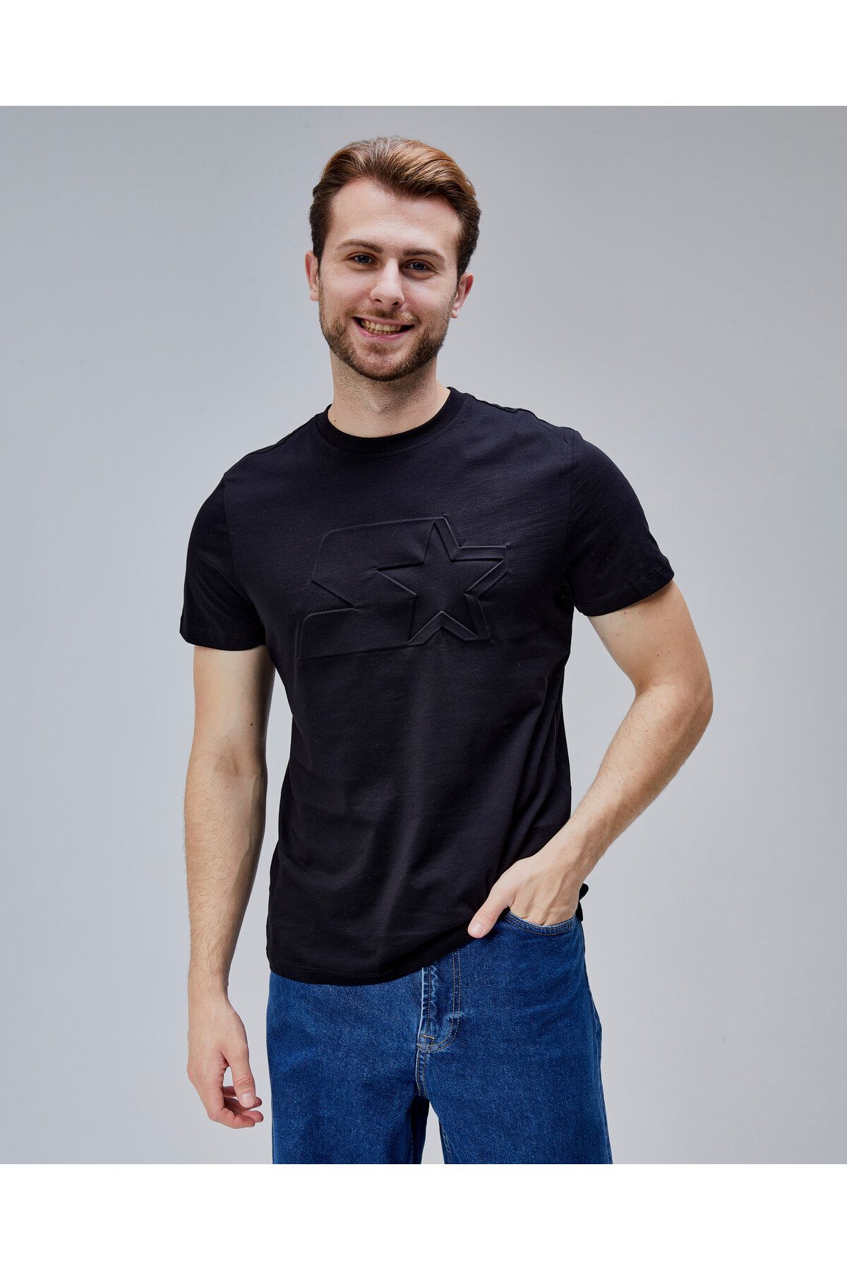 Starter JOPLIN Siyah Bisiklet Yaka Baskılı Standard Fit Erkek Tshirt
