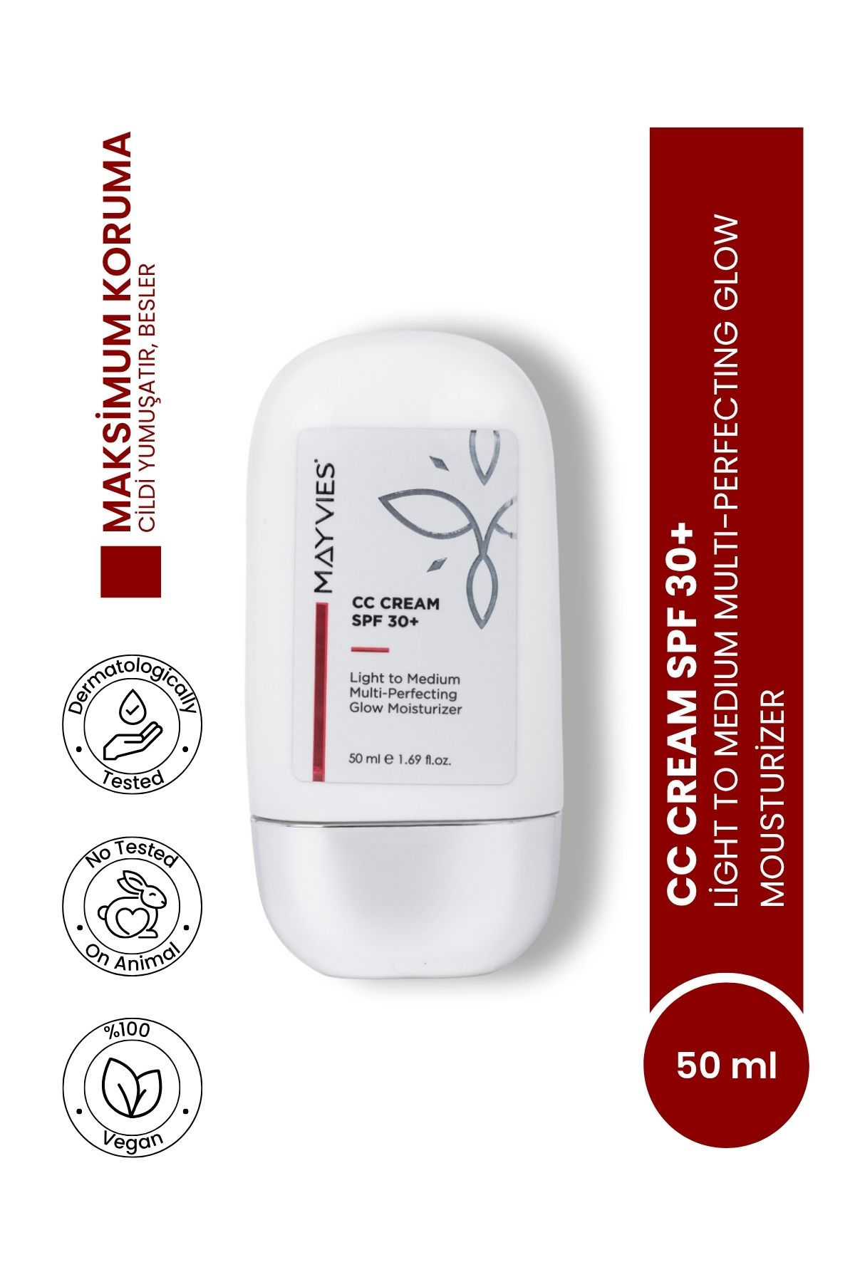 MAYVIES CC Cream SPF 30 Renk Eşitleyici & Leke Karşıtı Krem Nemlendirici ve Güneş Koruyucu 30ml