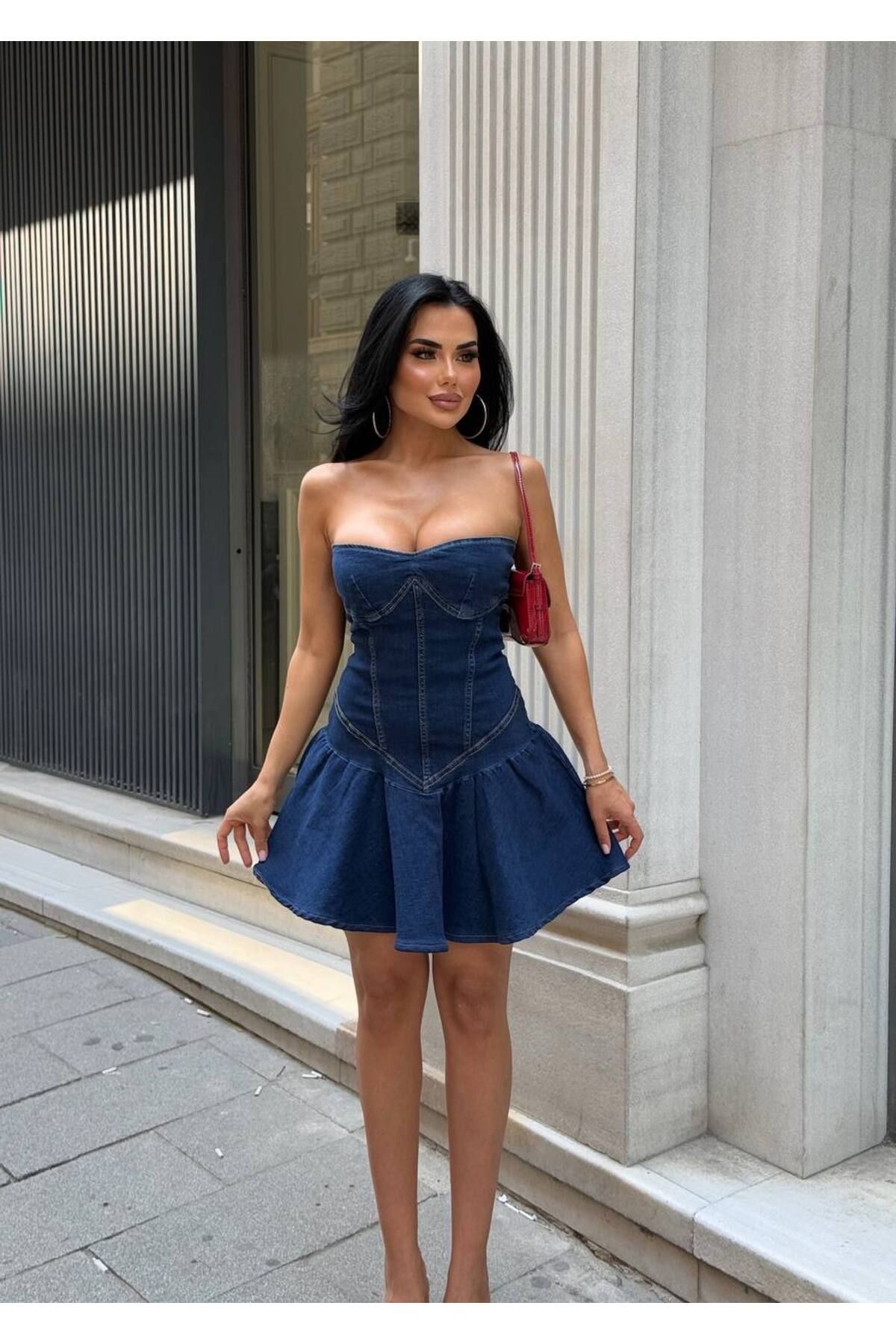 limited black Comfort Likra Denim Jean Dress