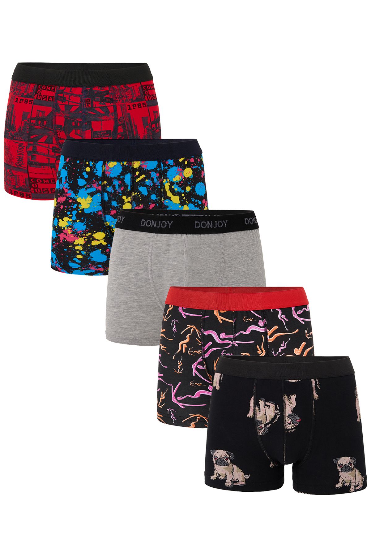 don joy Erkek 5'lİ Penye Beli Lastikli Pamuklu Boxer