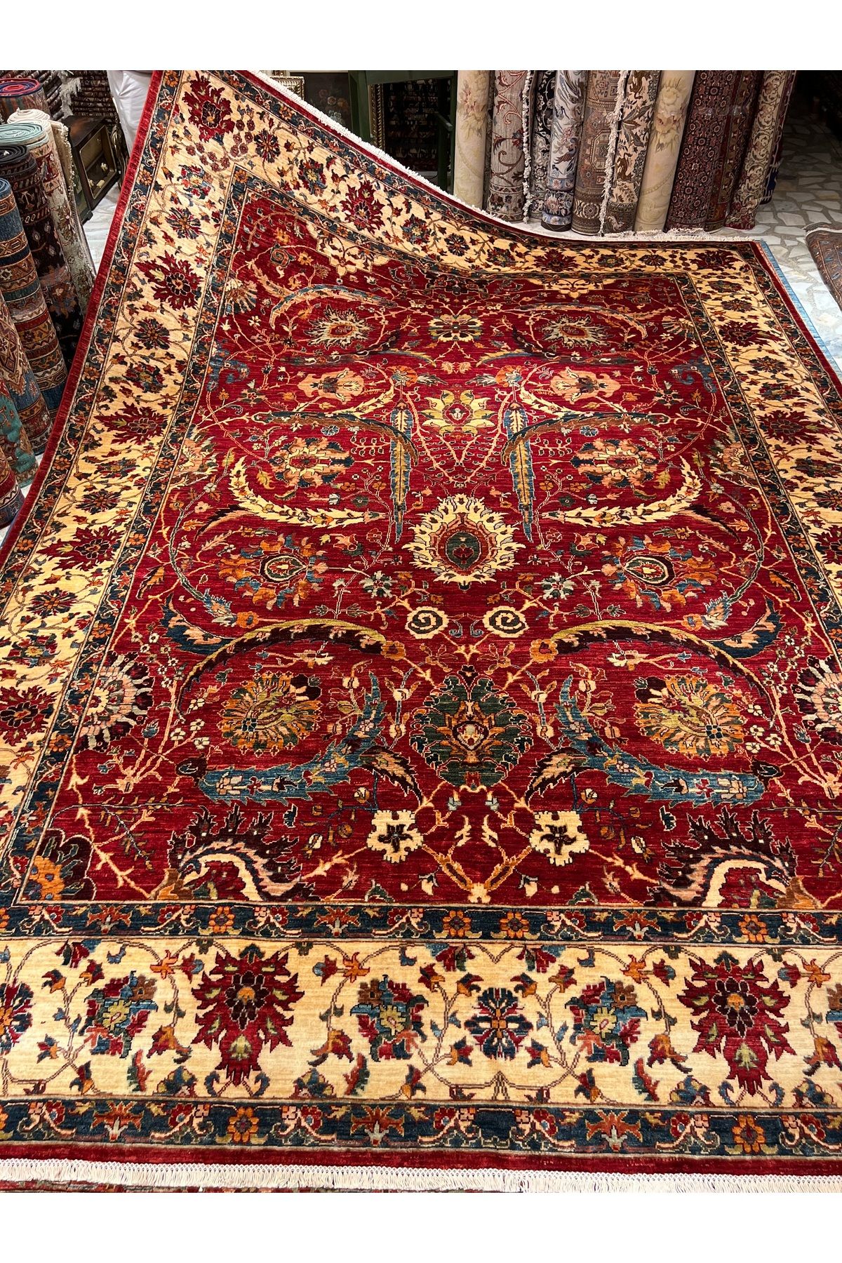 RD RAMAZAN DAĞ EL HALI SANATI El Dokuma Afgan Halısı Ağaç Klasik Model Ebat 412x305.