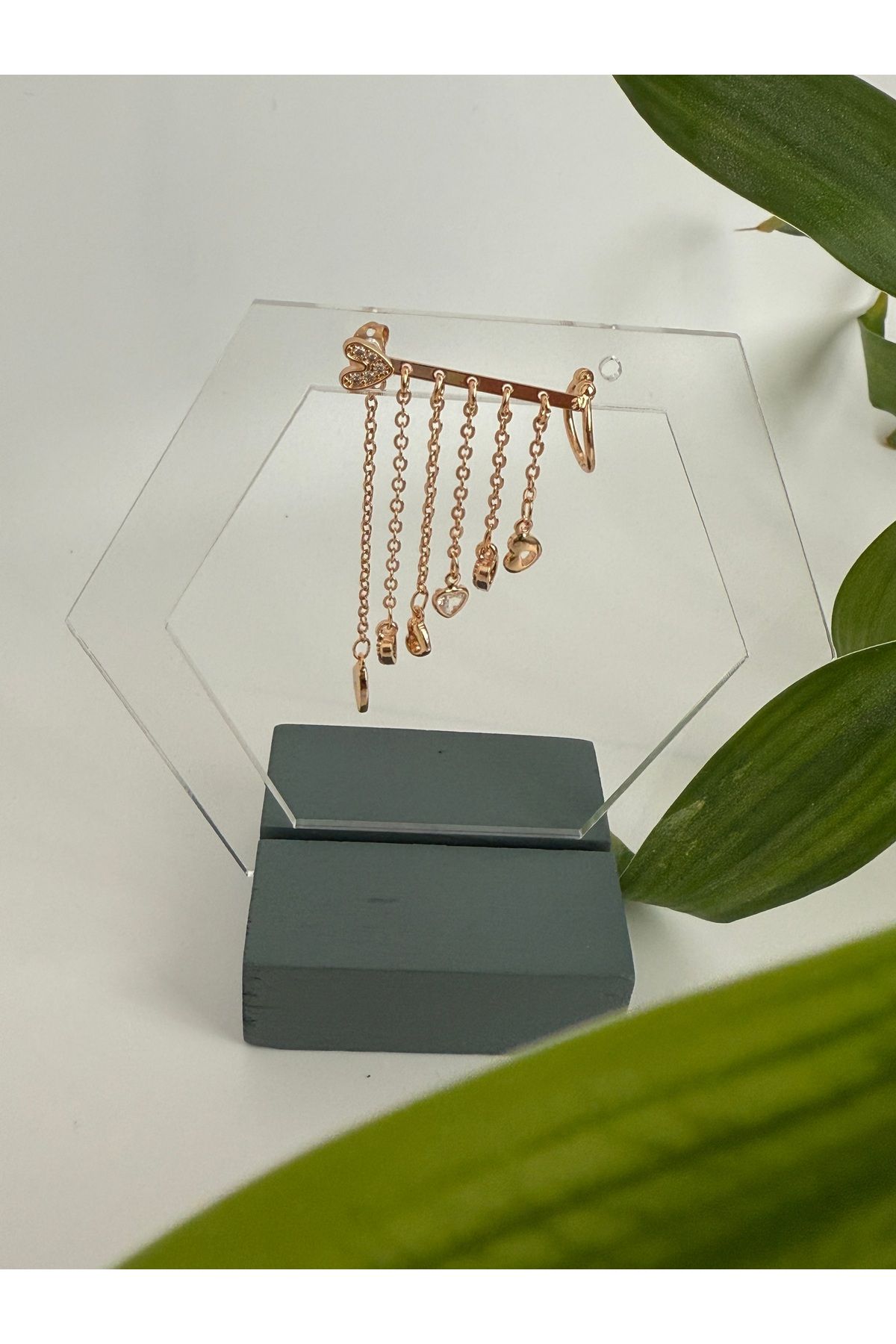 Laquila Jewellery Kalp Çoklu Küpe Çelik Materyal Zirkon Taş
