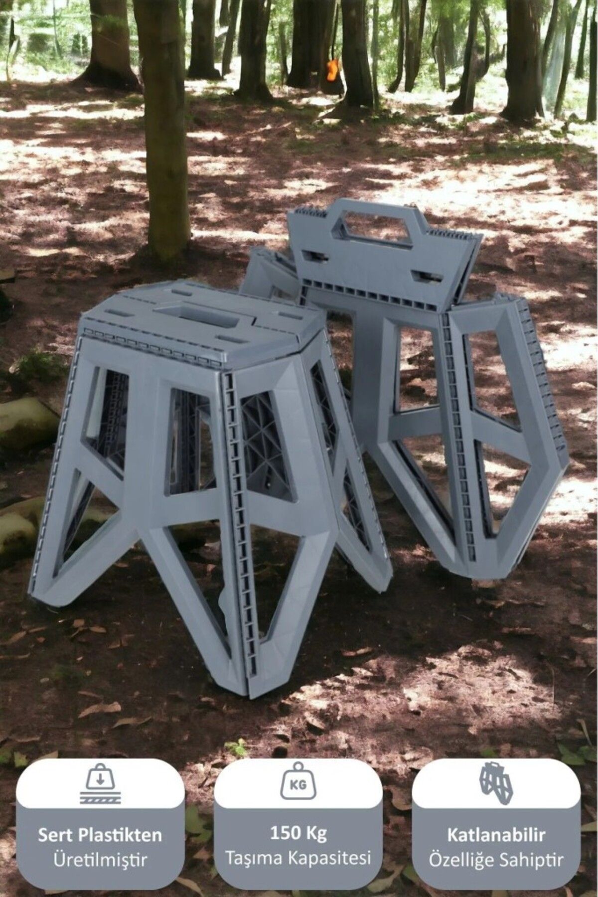 EksikSepeti 2 Adet Katlanabilir Kamp ve Piknik Taburesi Tank Sandalye Seti 20x29x39Cm 306