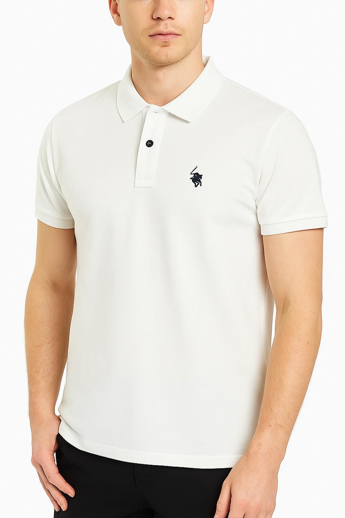 Polo Republica & CO Erkek Ekru Regular Fit Polo Yaka Günlük Tişört C2T0N9O2