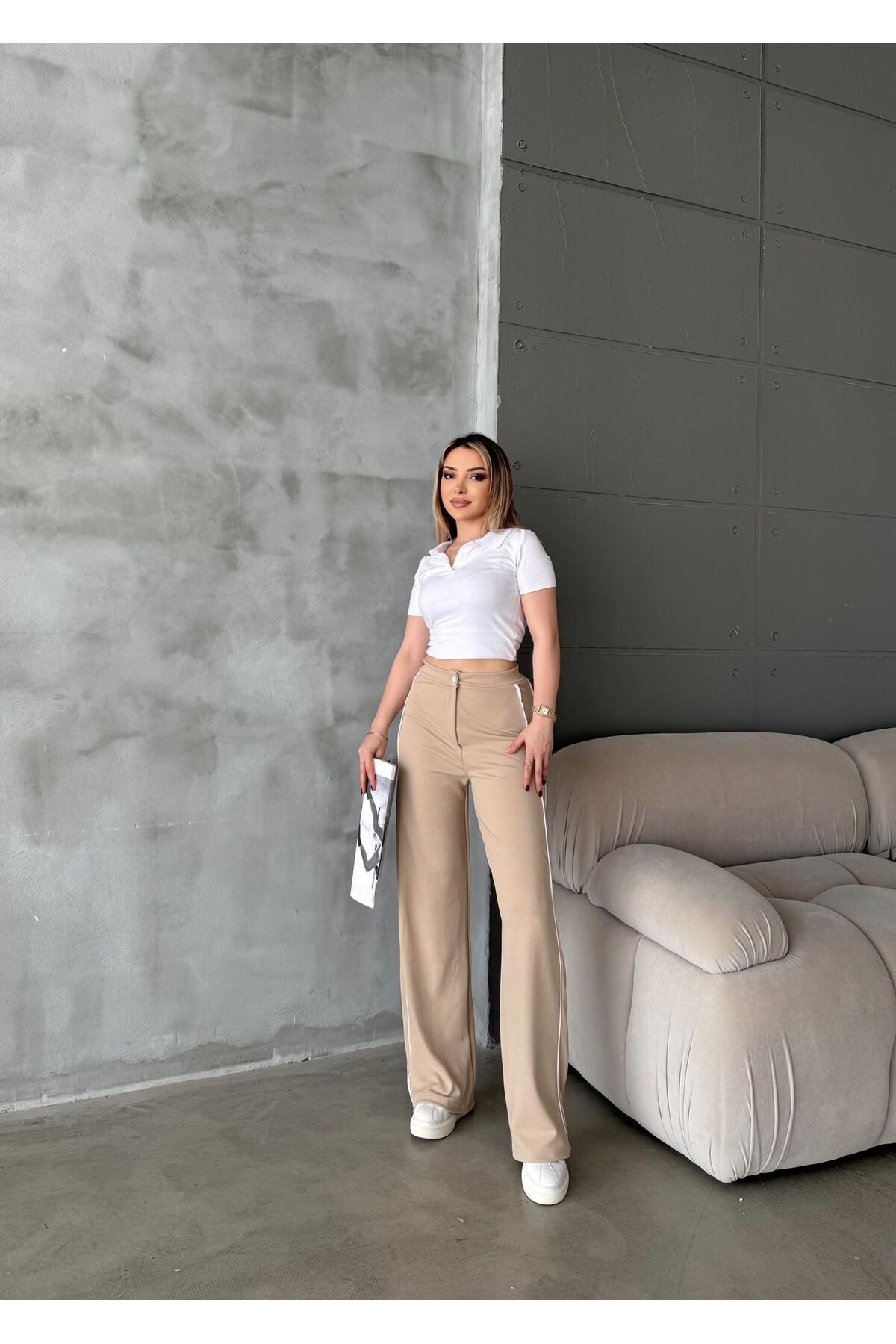 RPT MODA ARABİYELİ YÜKSEK BEL LİKRALI PALAZZO PANTOLON