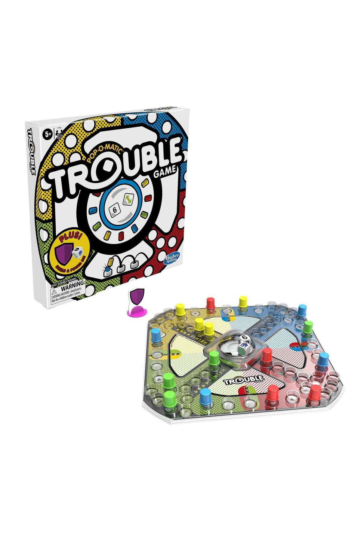 Hasbro Gaming-Trouble Board Game, Includes Bonus Power Die and Shield, Family Game for 2-4 Players, Ages 5 and Up 2