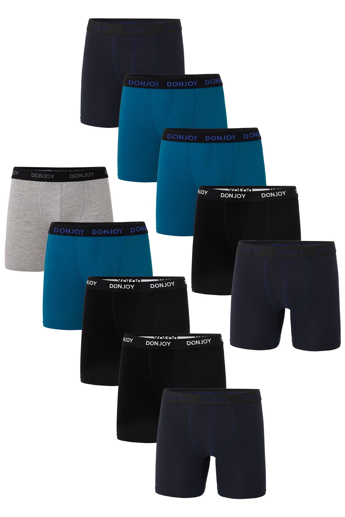 don joy Erkek 10'lu Penye Pamuklu Beli Lastikli Boxer