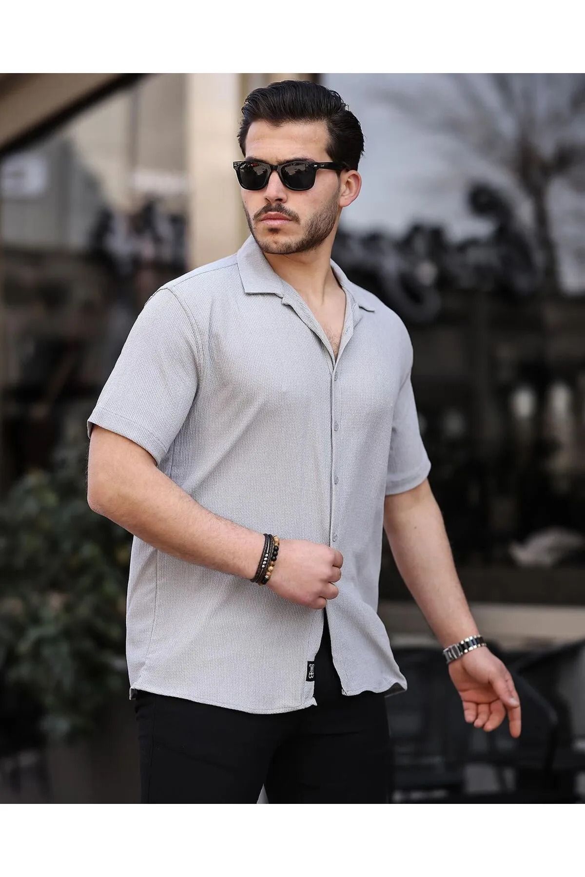 ZARNE Erkek Beyaz Oversize Bol Kesim Yazlık Kısa Kollu Gömlek