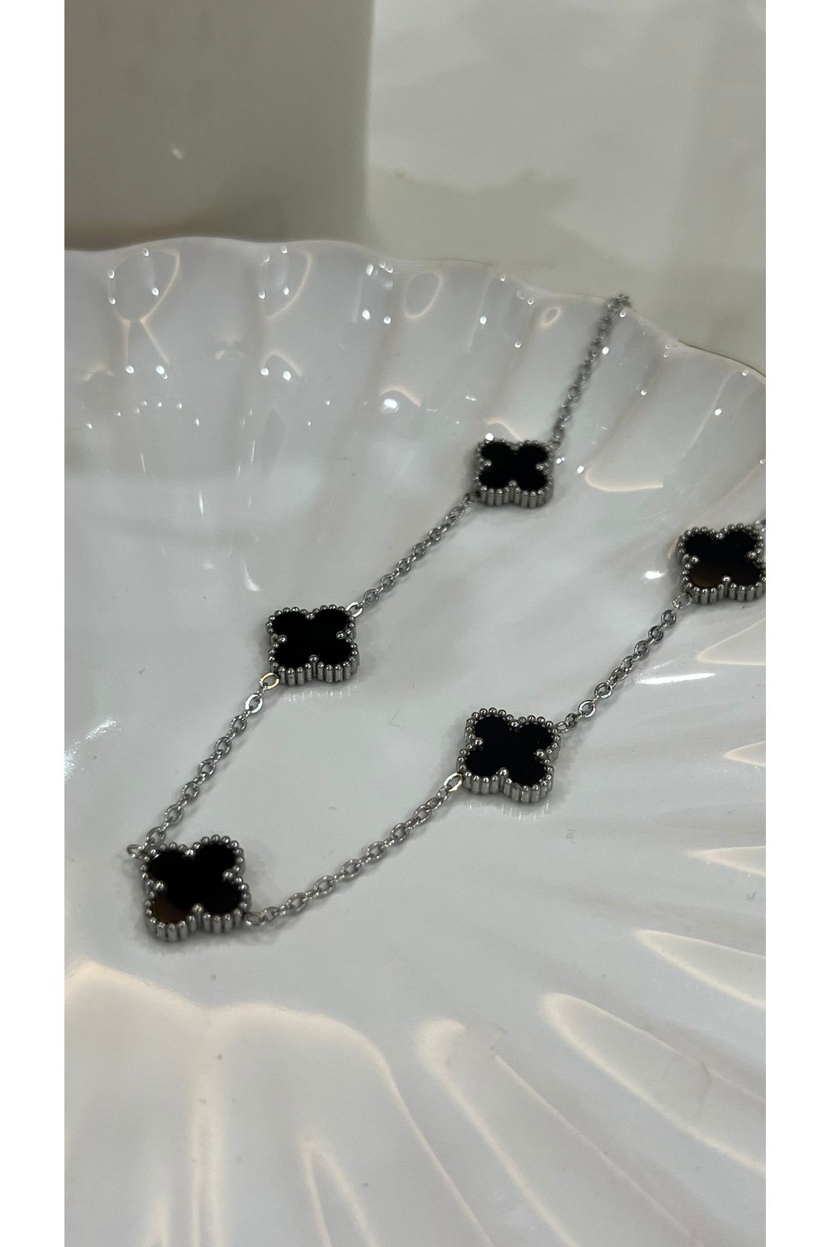 DUSK Çelik Çift Taraflı Van Cleef Yonca Kolye