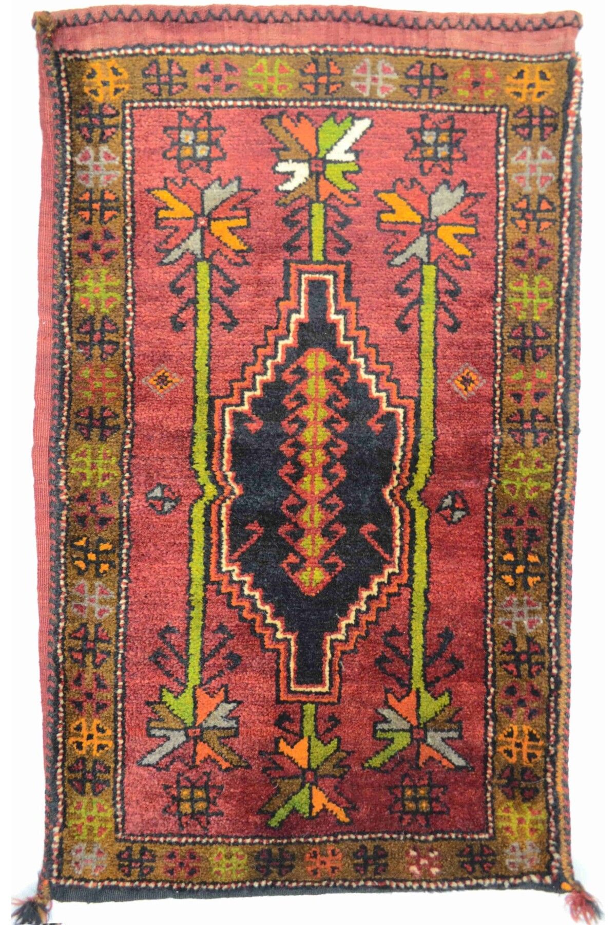 Handmade Vintage Sivas Kangal El Dokuma Kırmızı Renk Yün Yastık Kilim 58x94 cm (0,55 m²)