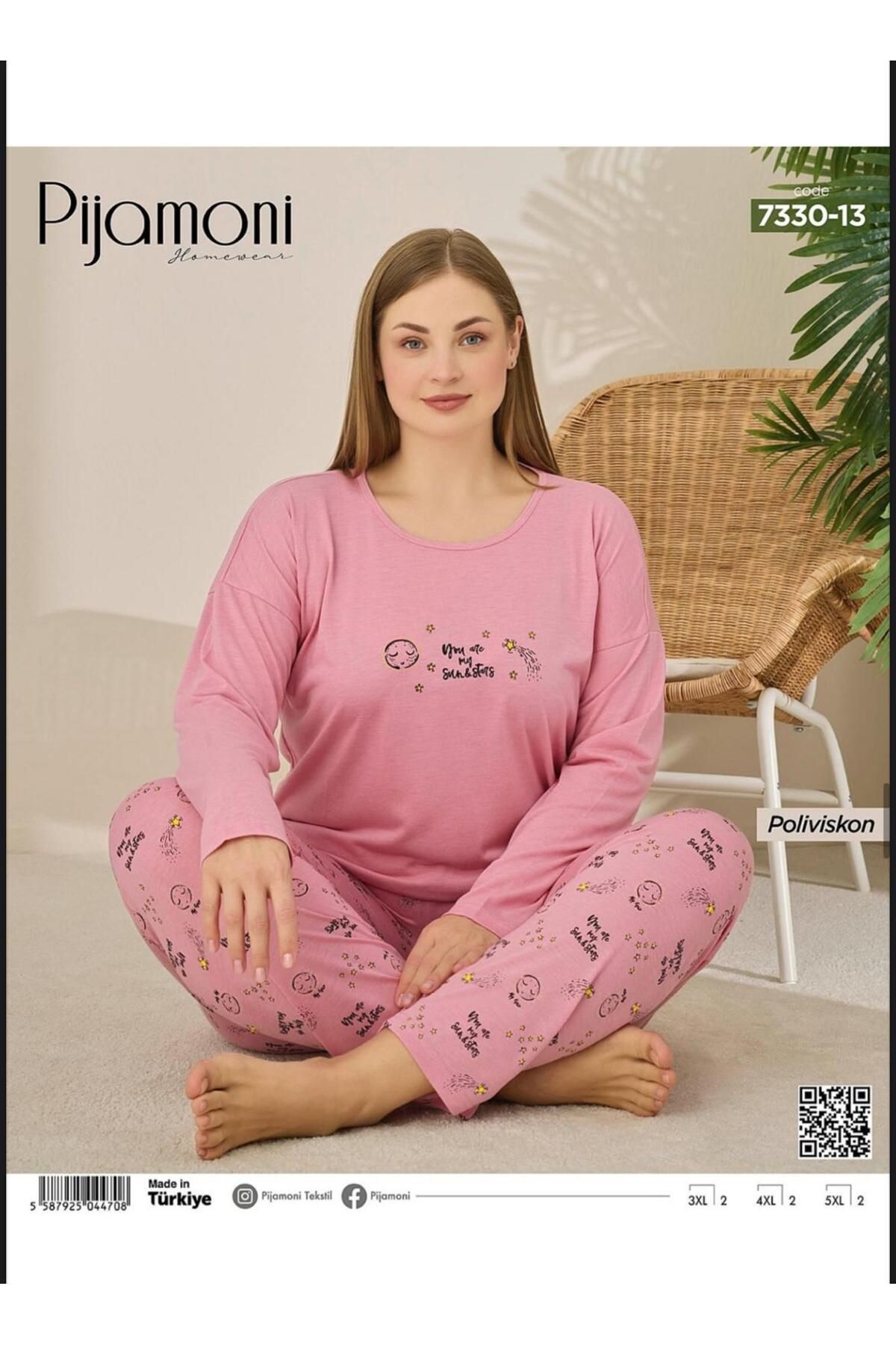 Pijamoni HER MEVSİME UYGUN PEMBE RENK KADIN YUMUŞAK KUMAŞ PİJAMA TAKIMI
