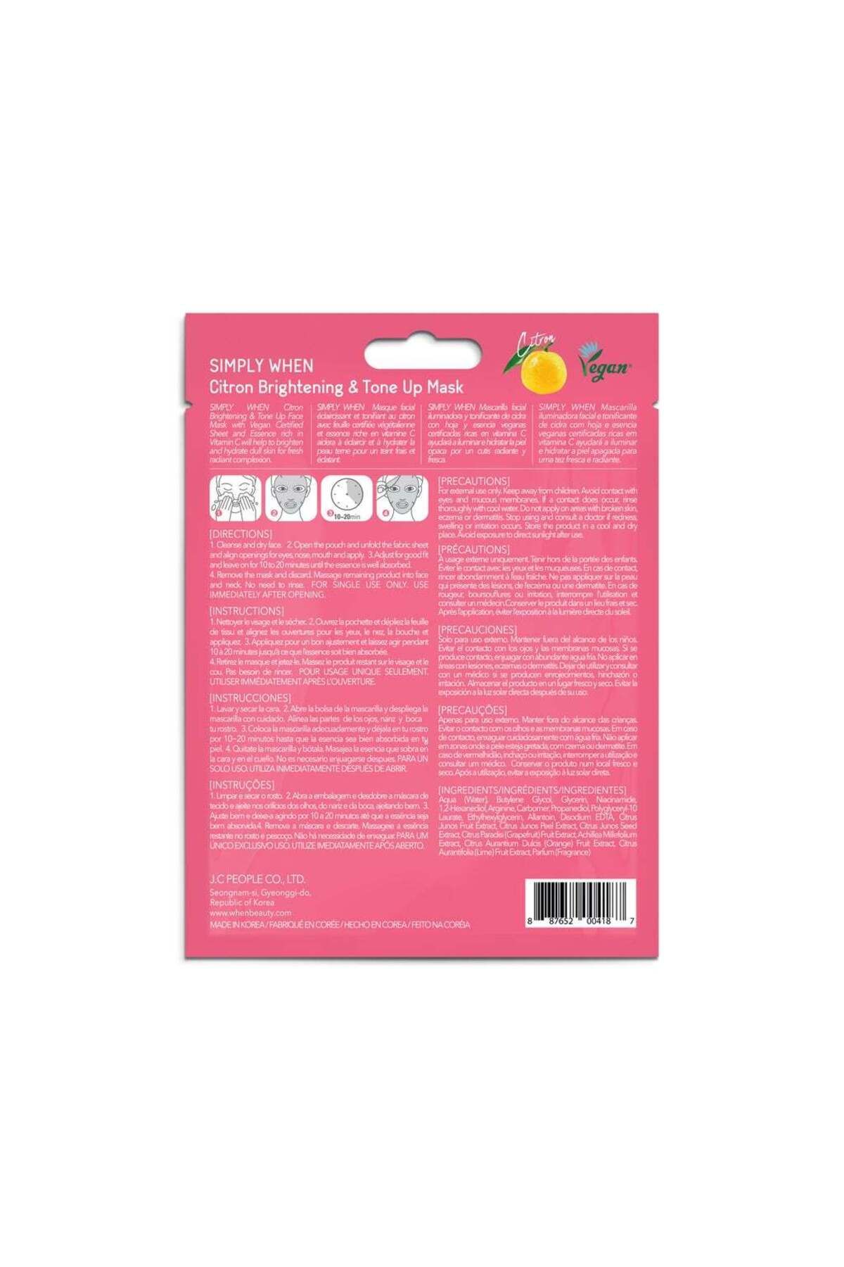 When-Brightening and toning vegan facial mask with citrus extract, Simply When, 23 ml 2