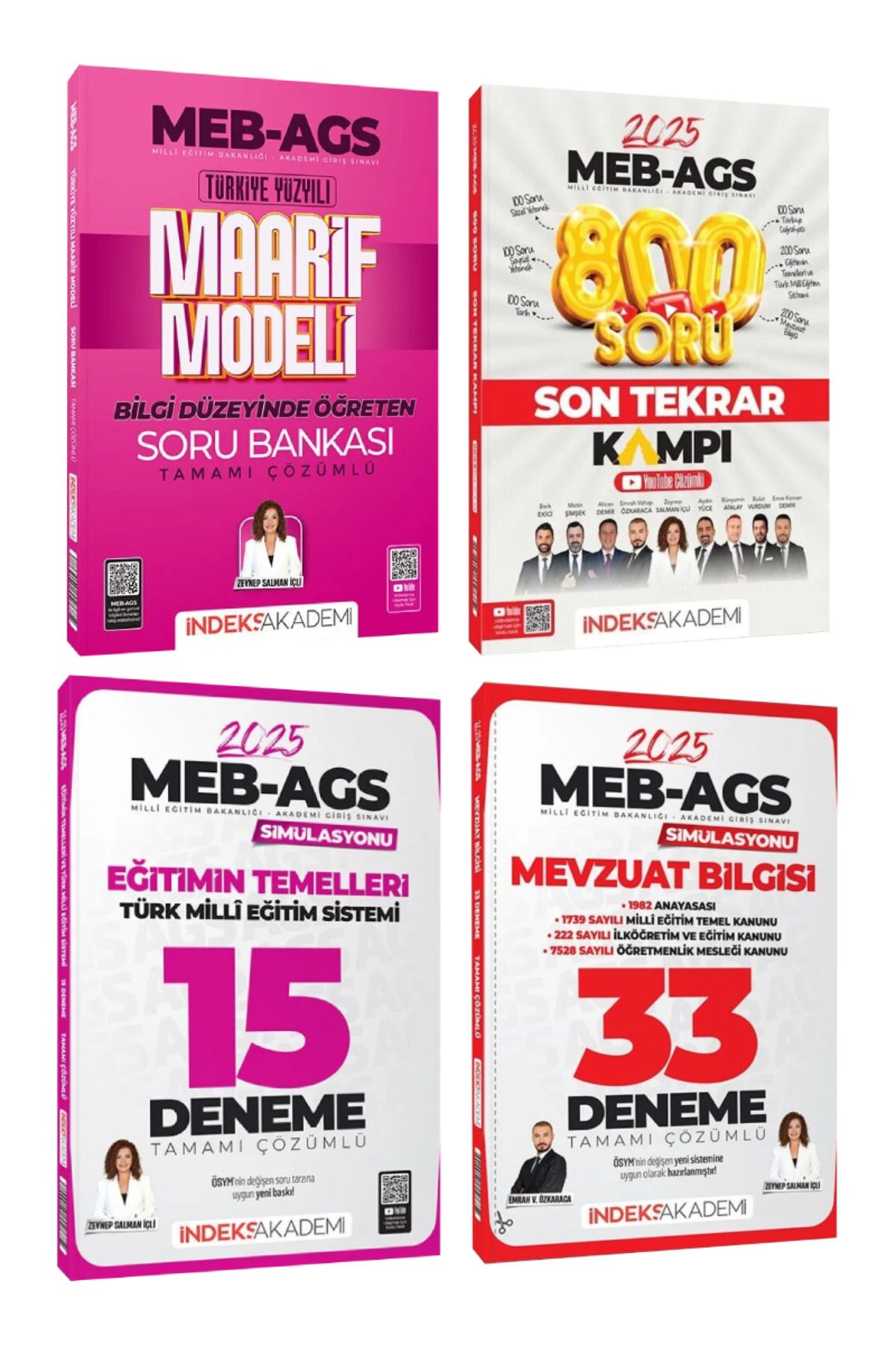 İndeks Akademi 2025 MEB AGS Maarif Modeli Soru+800 Soru Kamp Kitabı+Eğitimin Temelleri 15+Mevzuat Bilgisi 33 Deneme