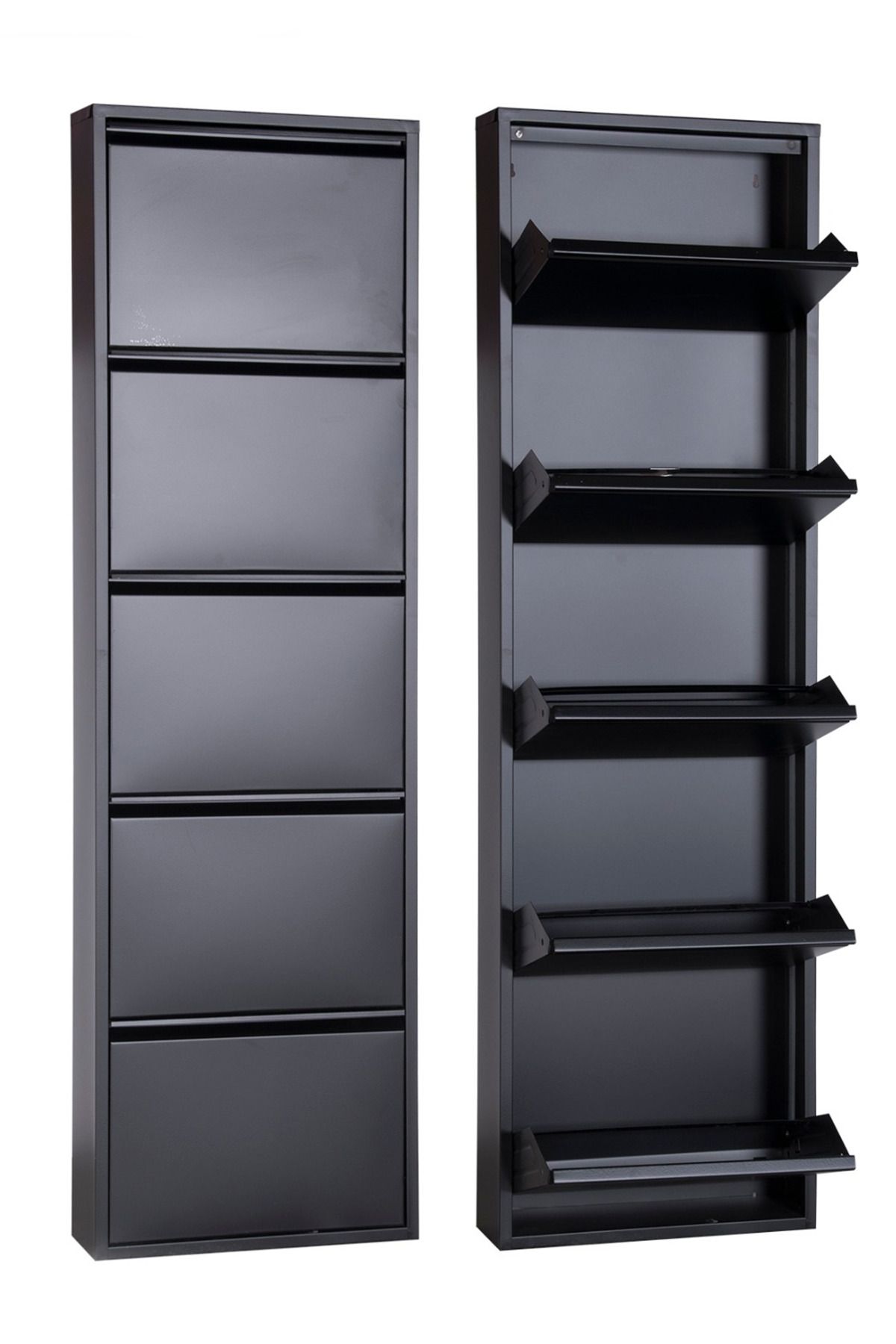 KUMSSHOP 5 li Raflı Metal Ayakkabılık - Siyah