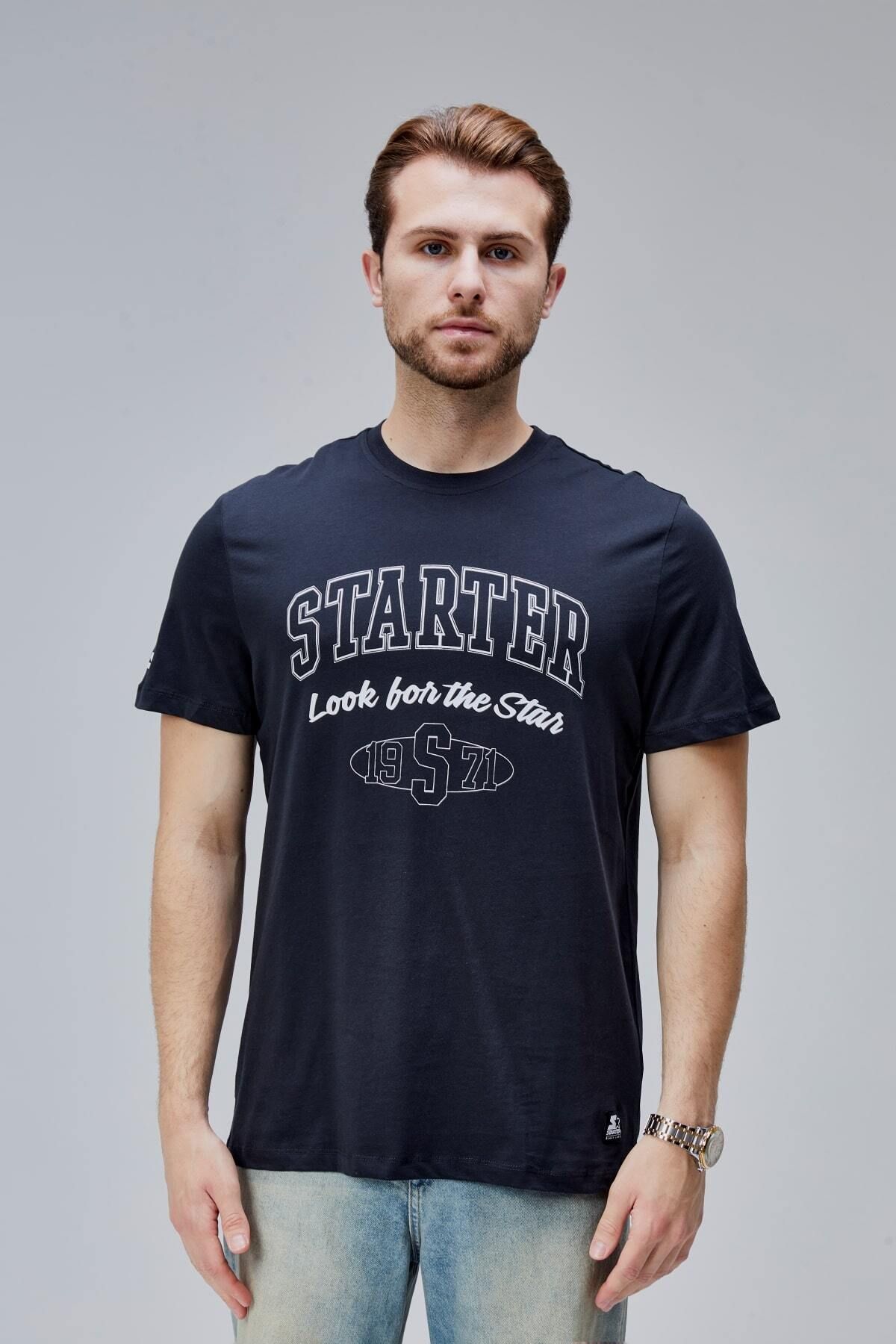 Starter BARNES Antrasit Bisiklet Yaka Standard Fit Erkek Tshirt