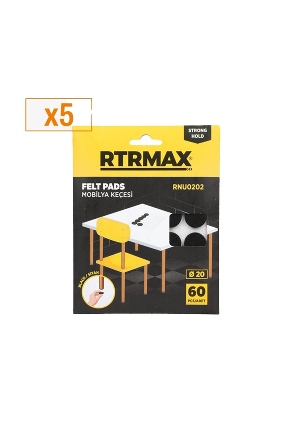 Rtrmax RTR MOBİLYA ALTI KEÇESİ SİYAH 20 MM RNU0202